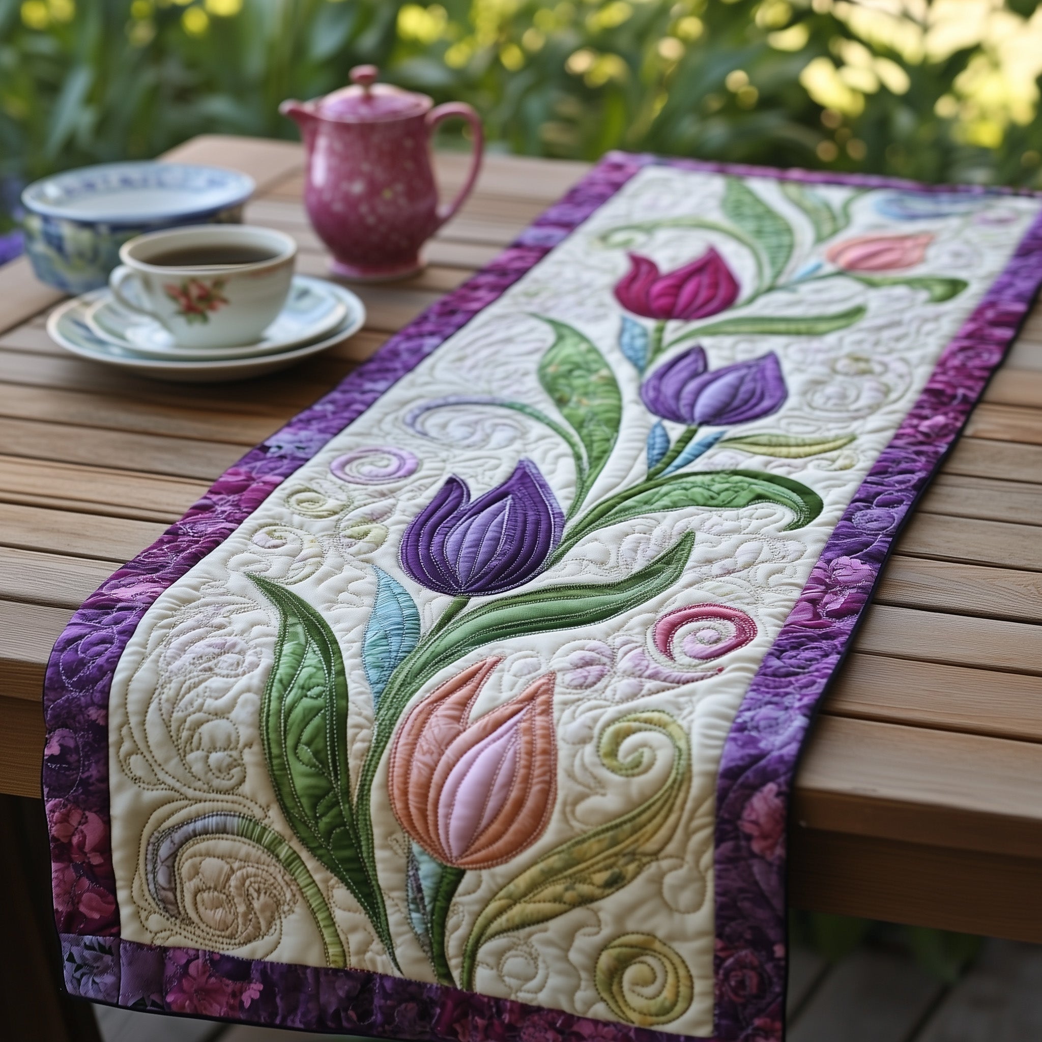 Spring Tulips Quilted Table Runner GFTOTL3224
