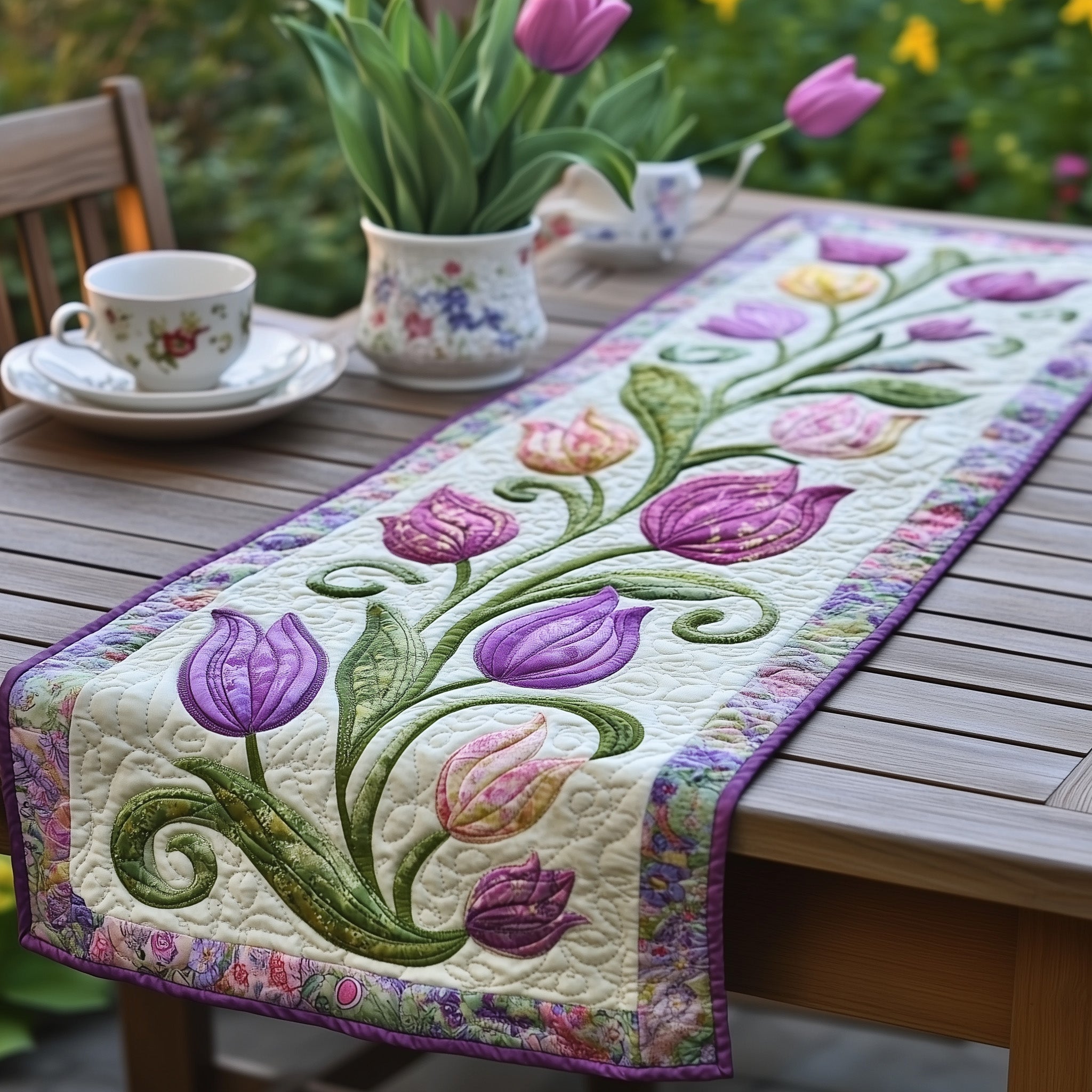 Spring Tulips Quilted Table Runner GFTOTL3225