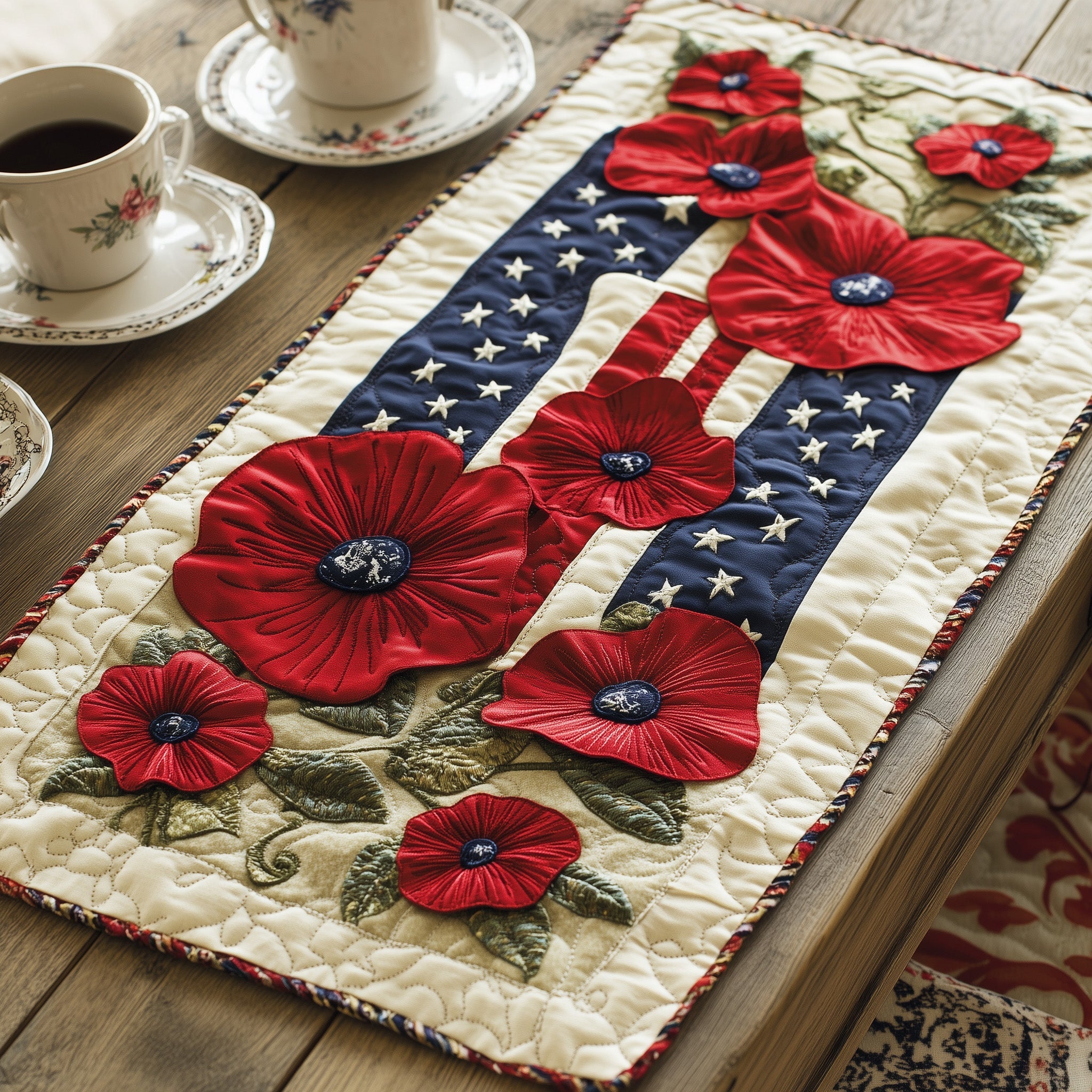 Memorial Flowers Quilted Table Runner GFTOTL3299