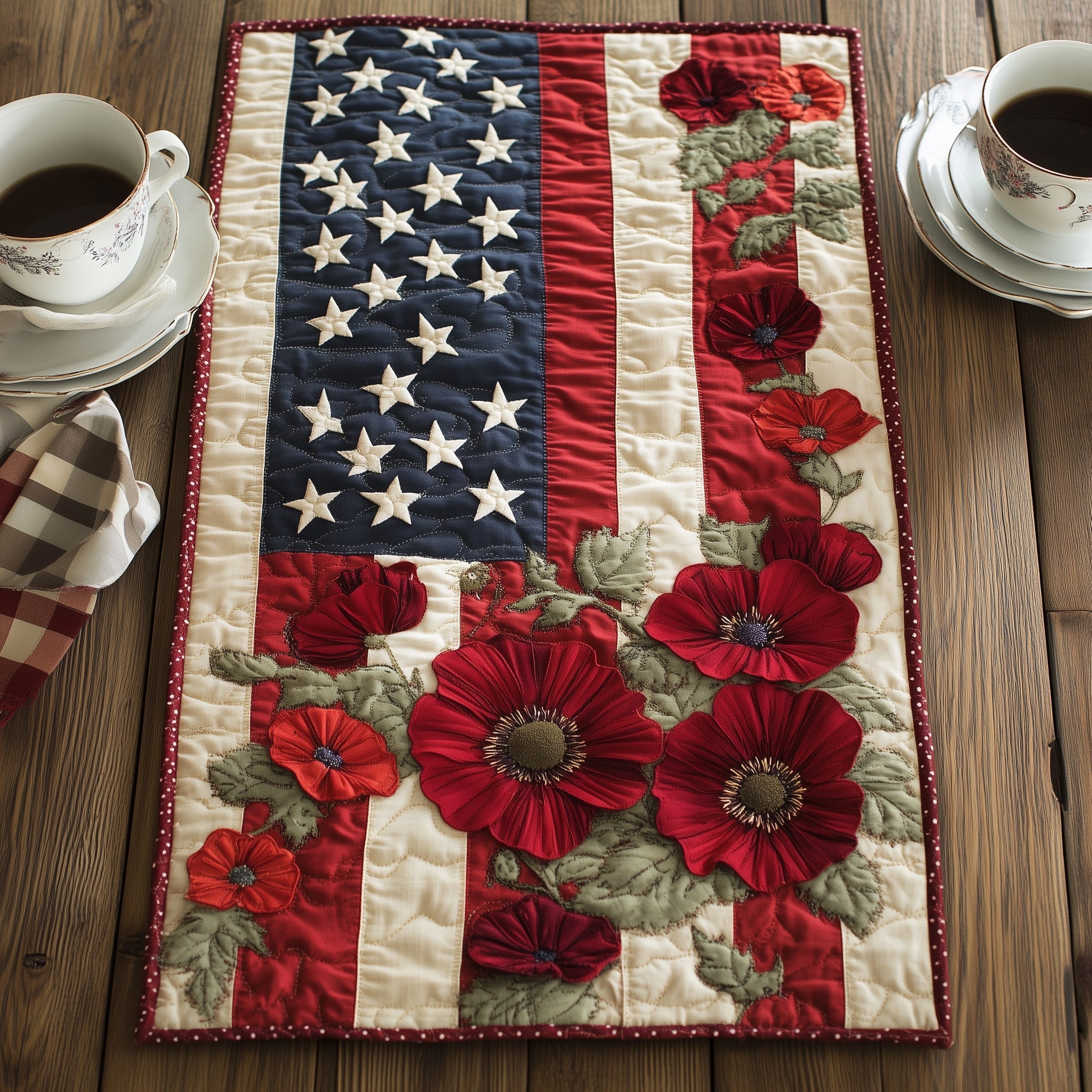 Memorial Flowers Quilted Table Runner GFTOTL3301