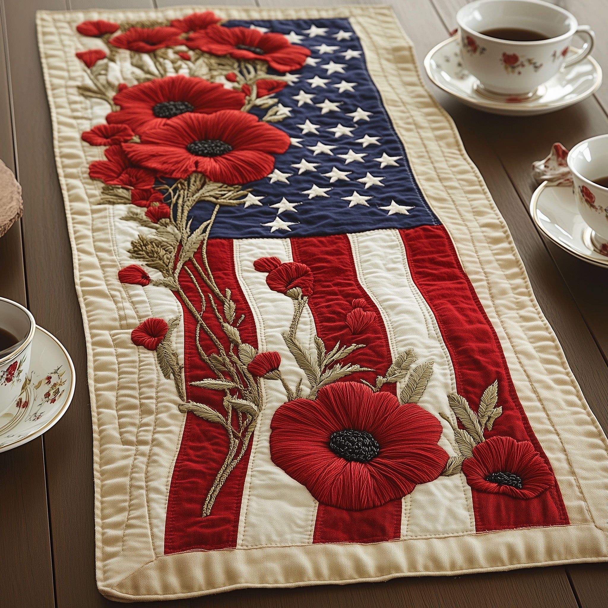 Memorial Flowers Quilted Table Runner GFTOTL3302