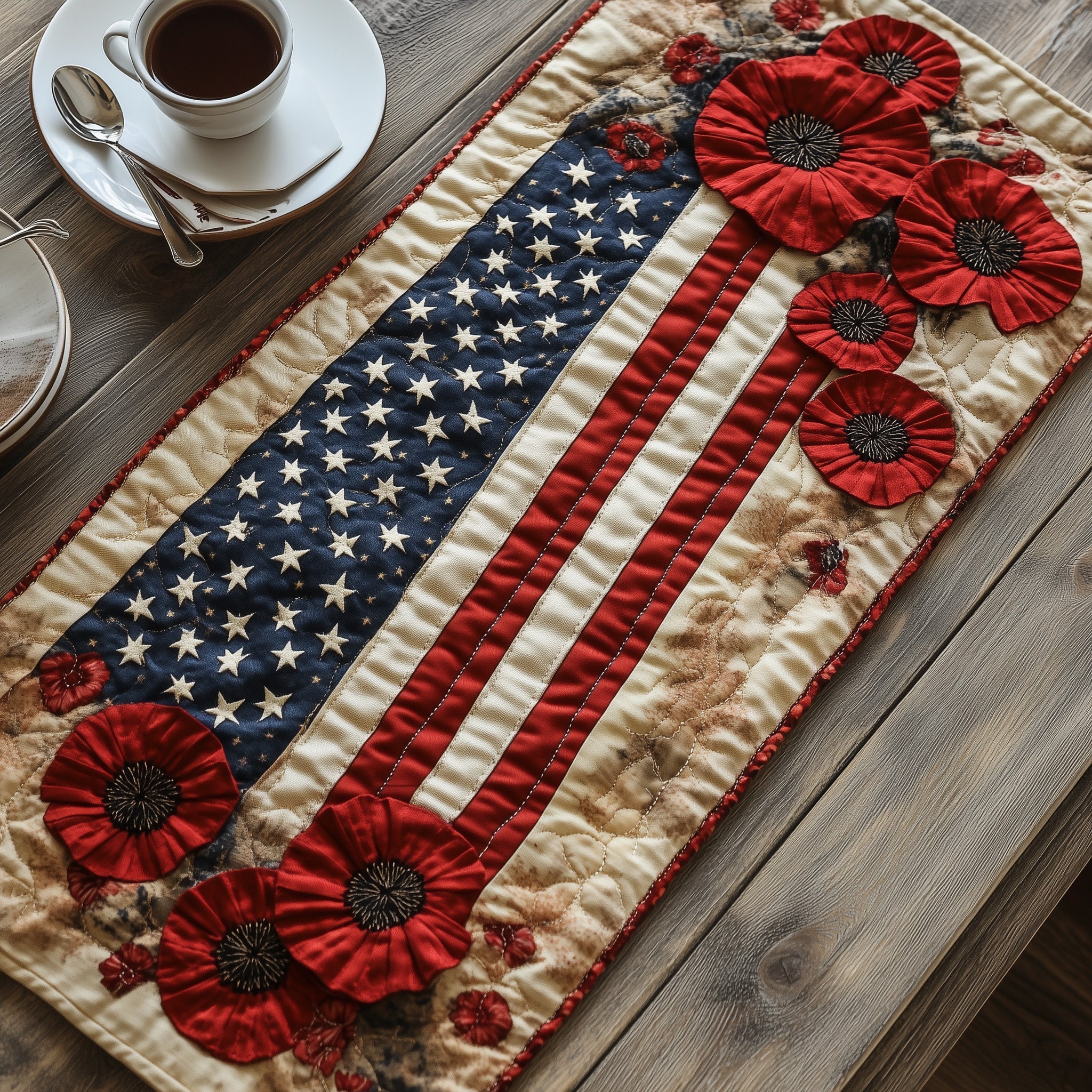 Memorial Flowers Quilted Table Runner GFTOTL3303