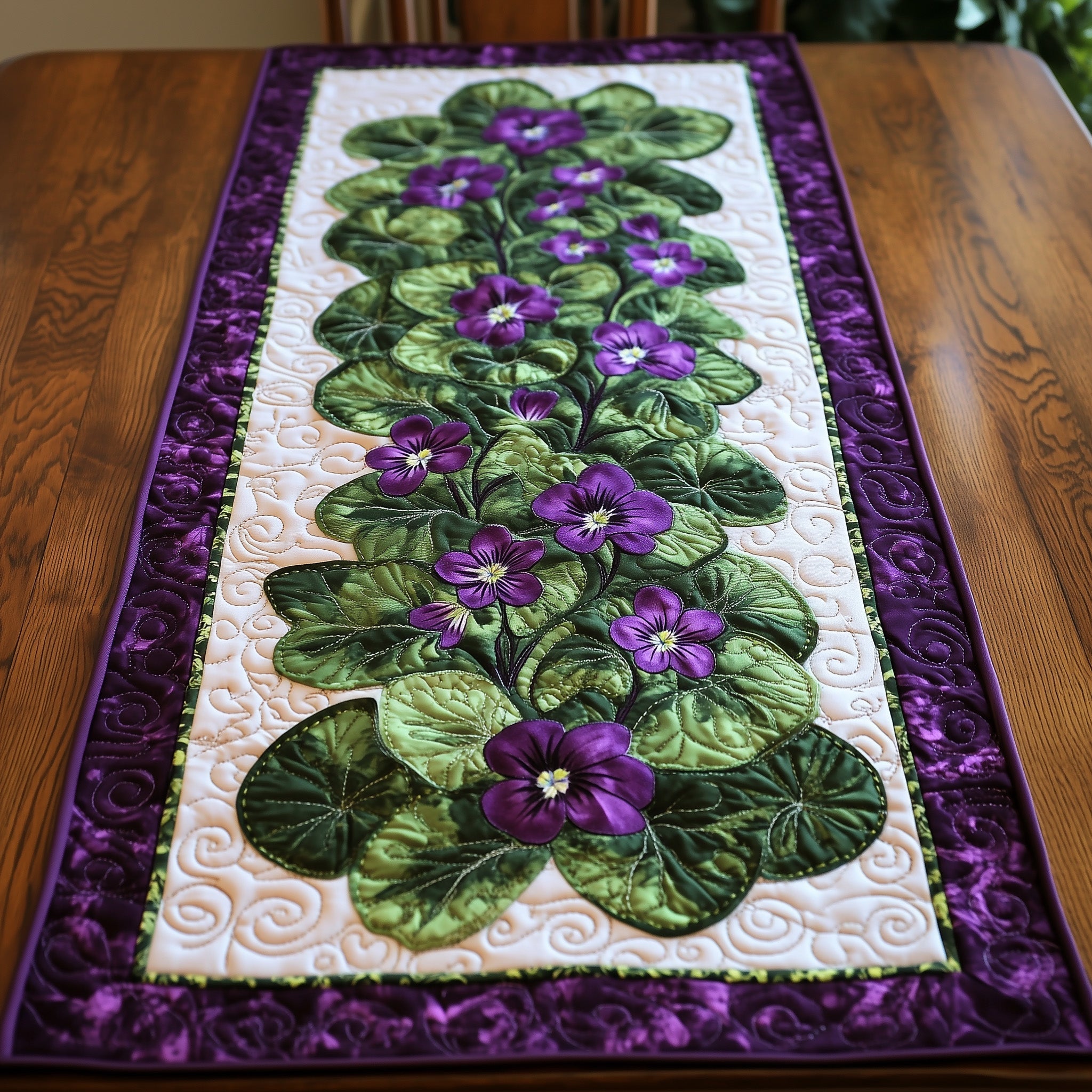 Blooming Violets Quilted Table Runner GFTOTL3408