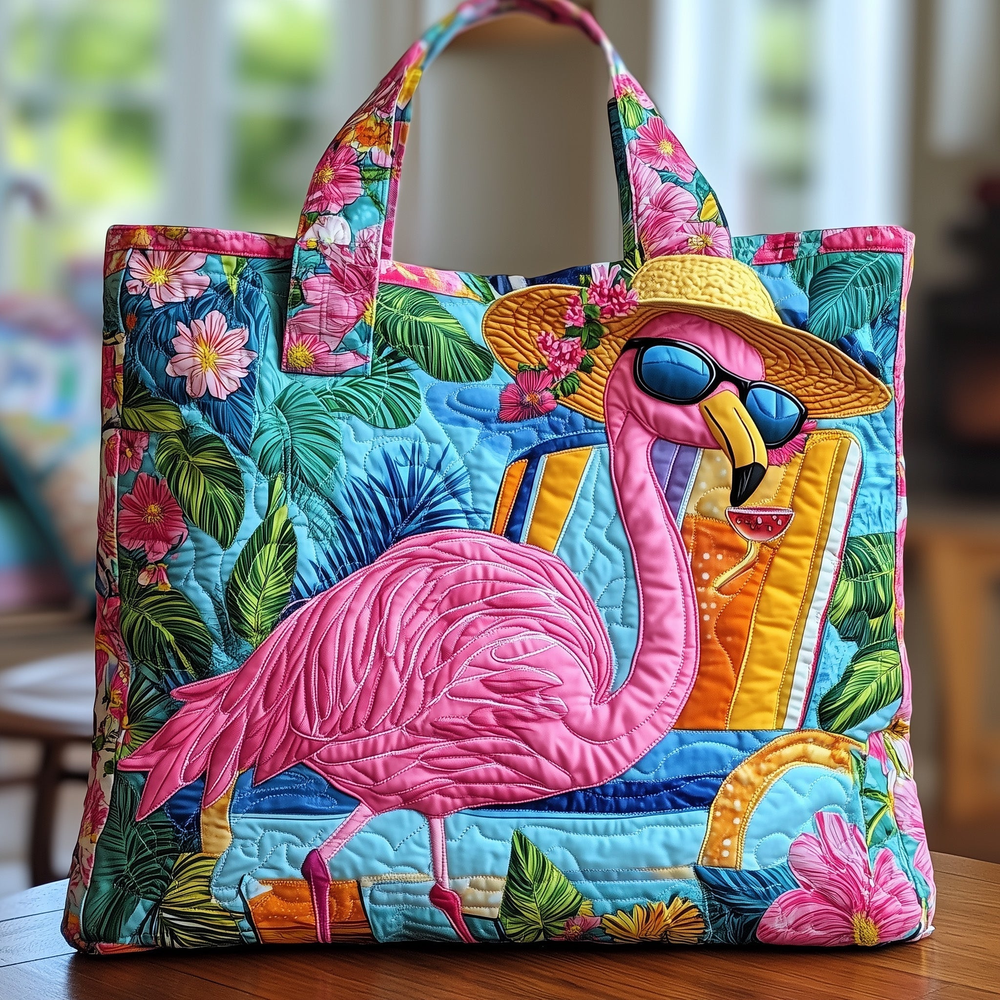 Flamingo Breeze Quilted Tote Bag GFTOTL3758