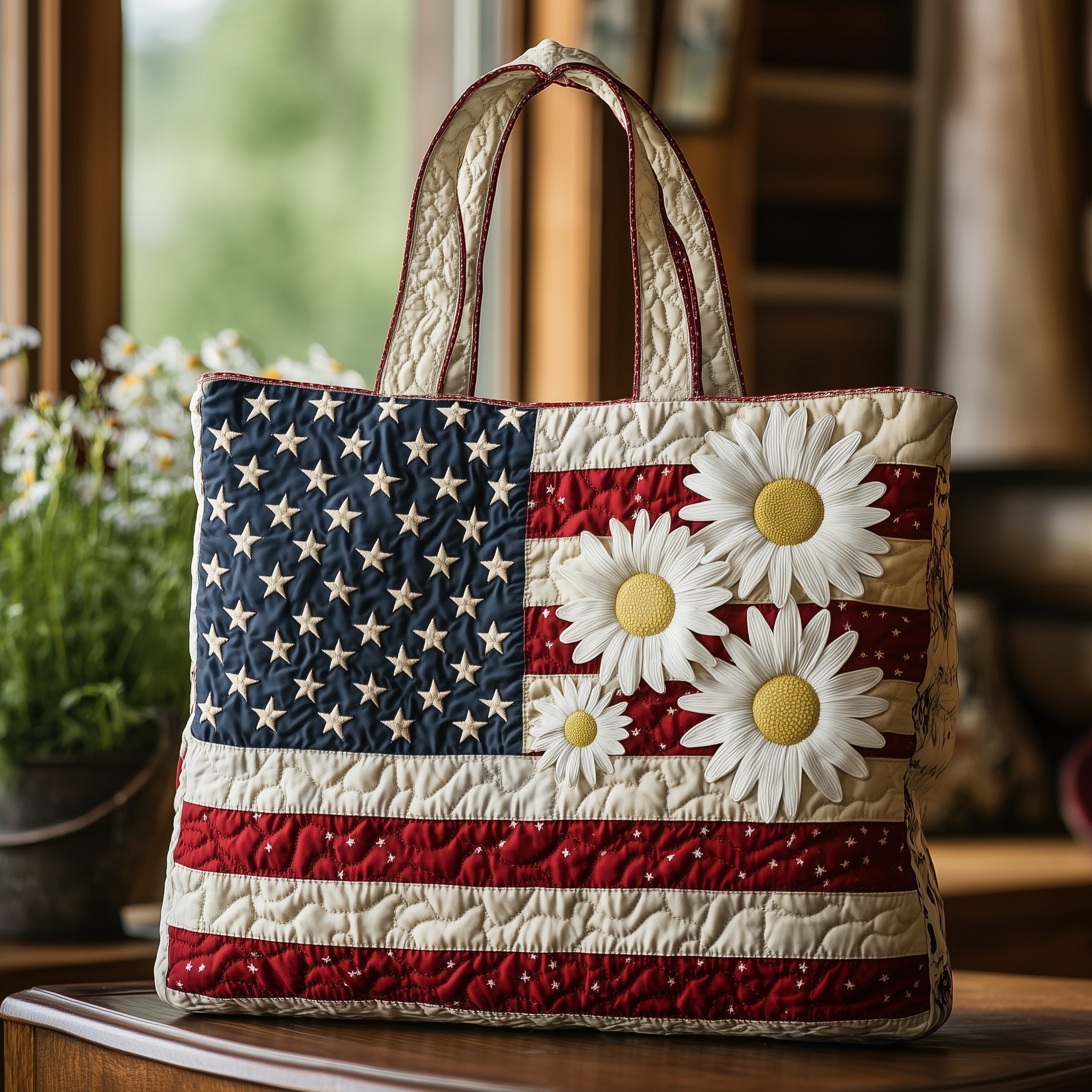 Stars and Petals Forever Quilted Tote Bag GFTOTL3770