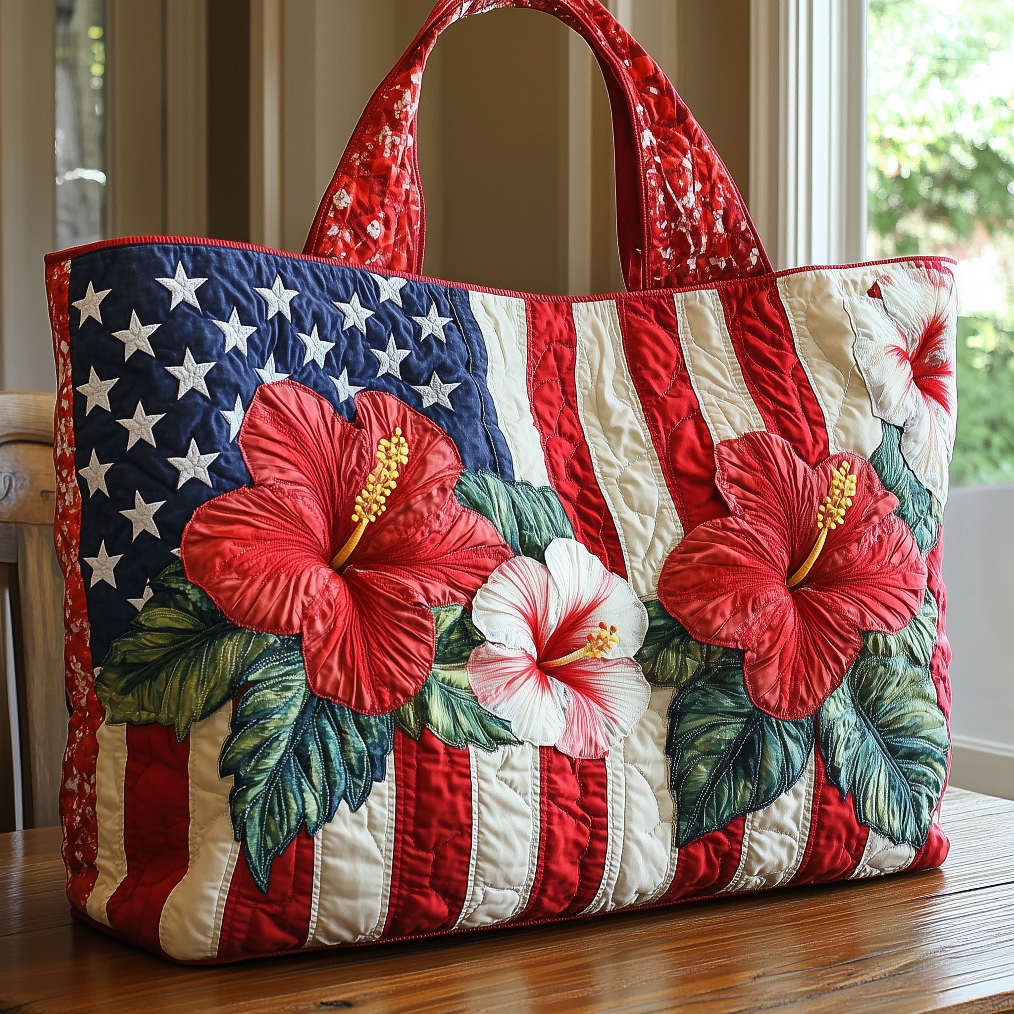 Hibiscus Glory Quilted Tote Bag GFTOTL3778