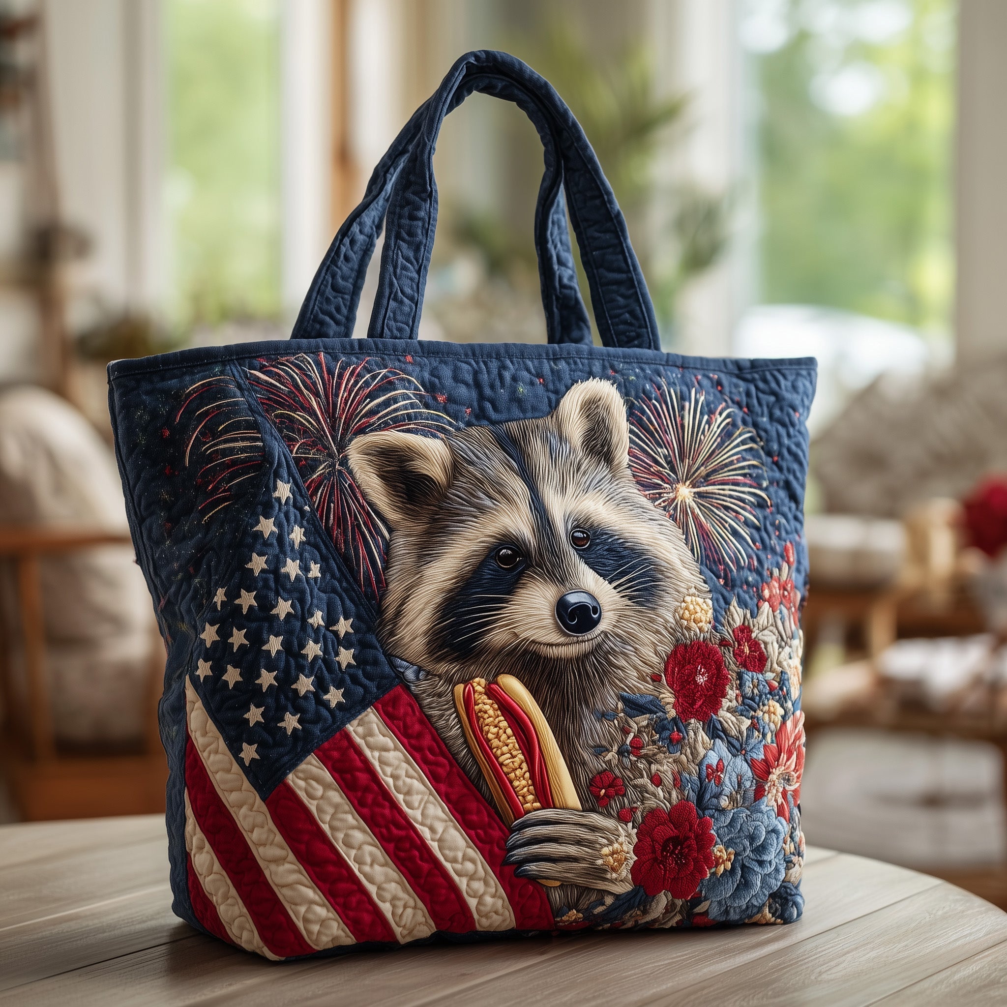 Red White and Feral Quilted Tote Bag GFTOTL3818
