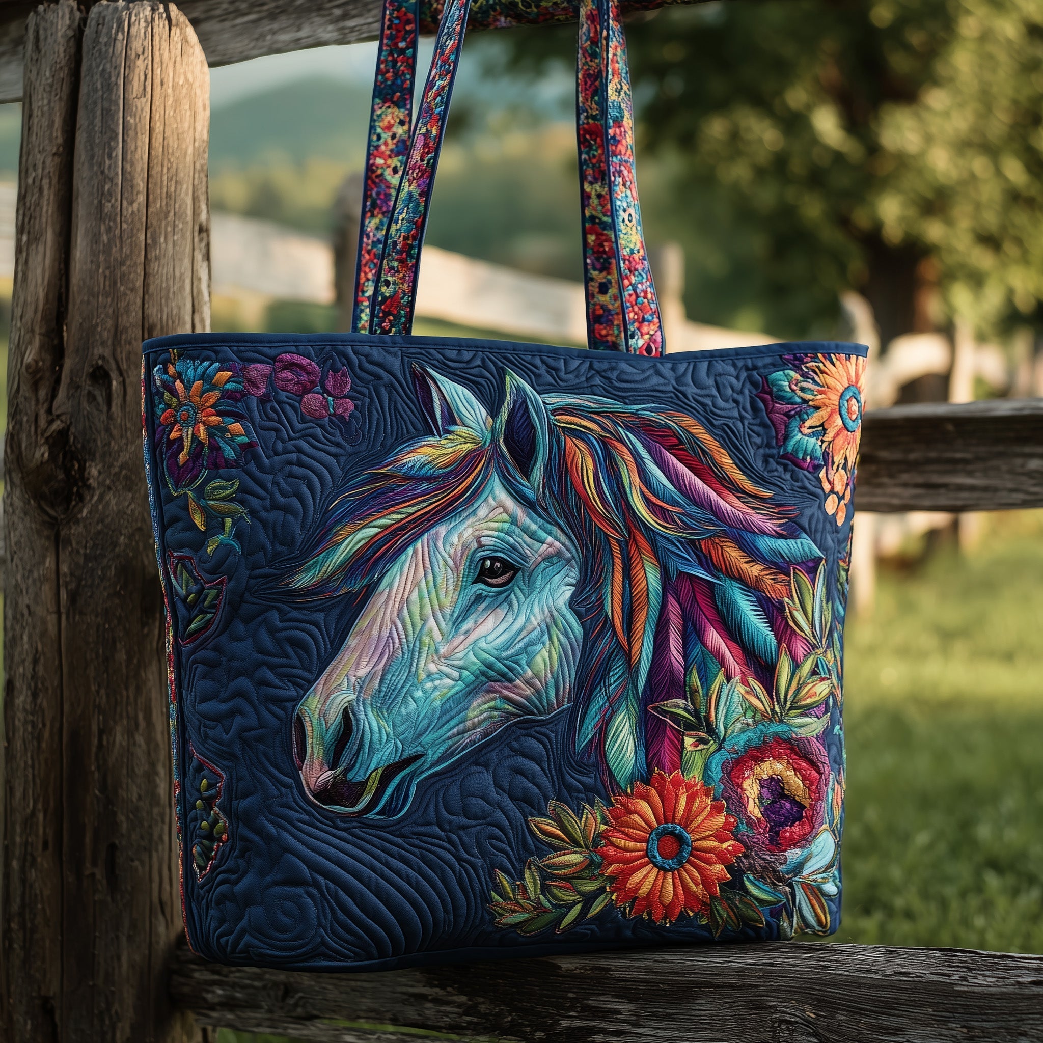 Dynamic Horse Quilted Tote Bag GFTOTL4222