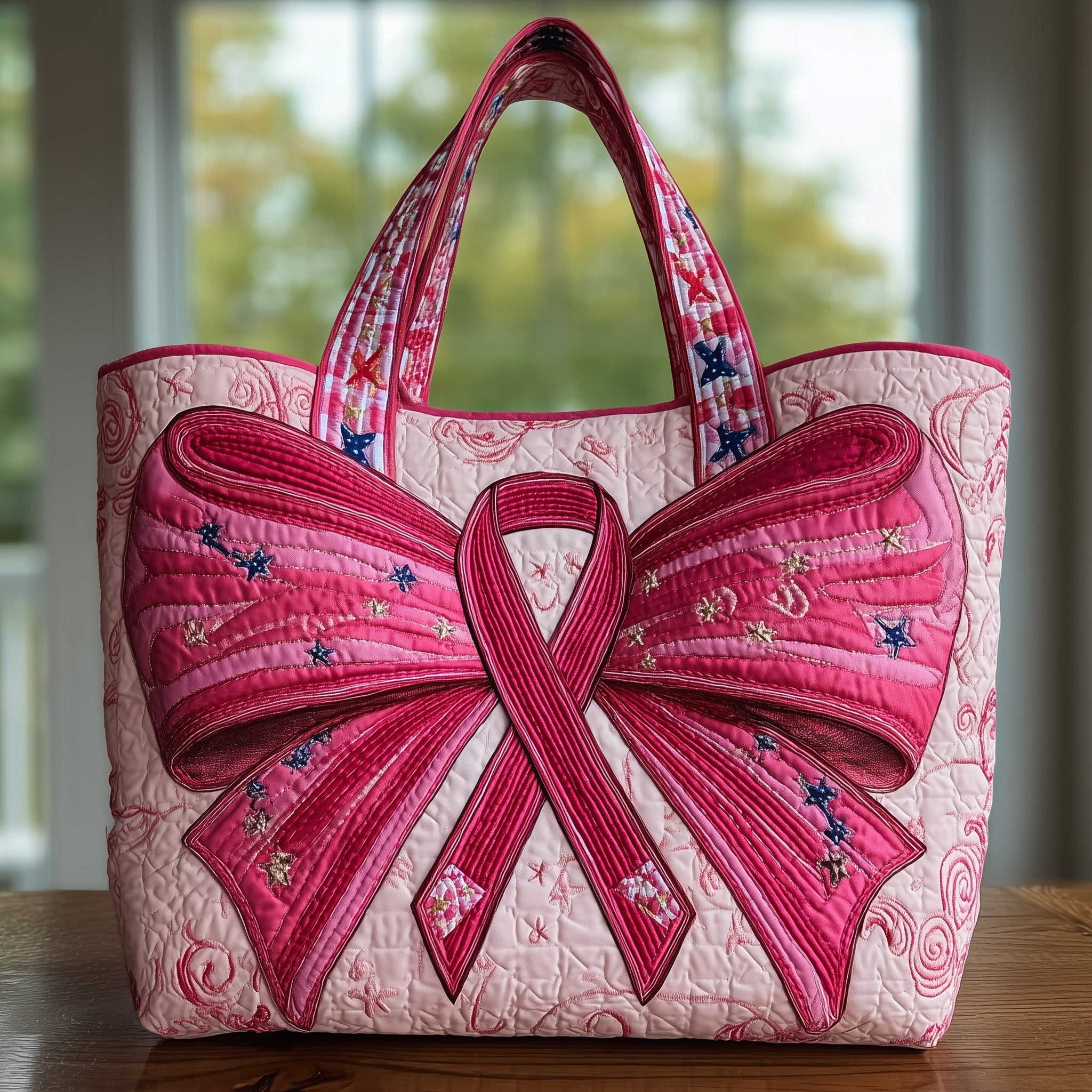Pink Bow Quilted Tote Bag GFTOTL4257
