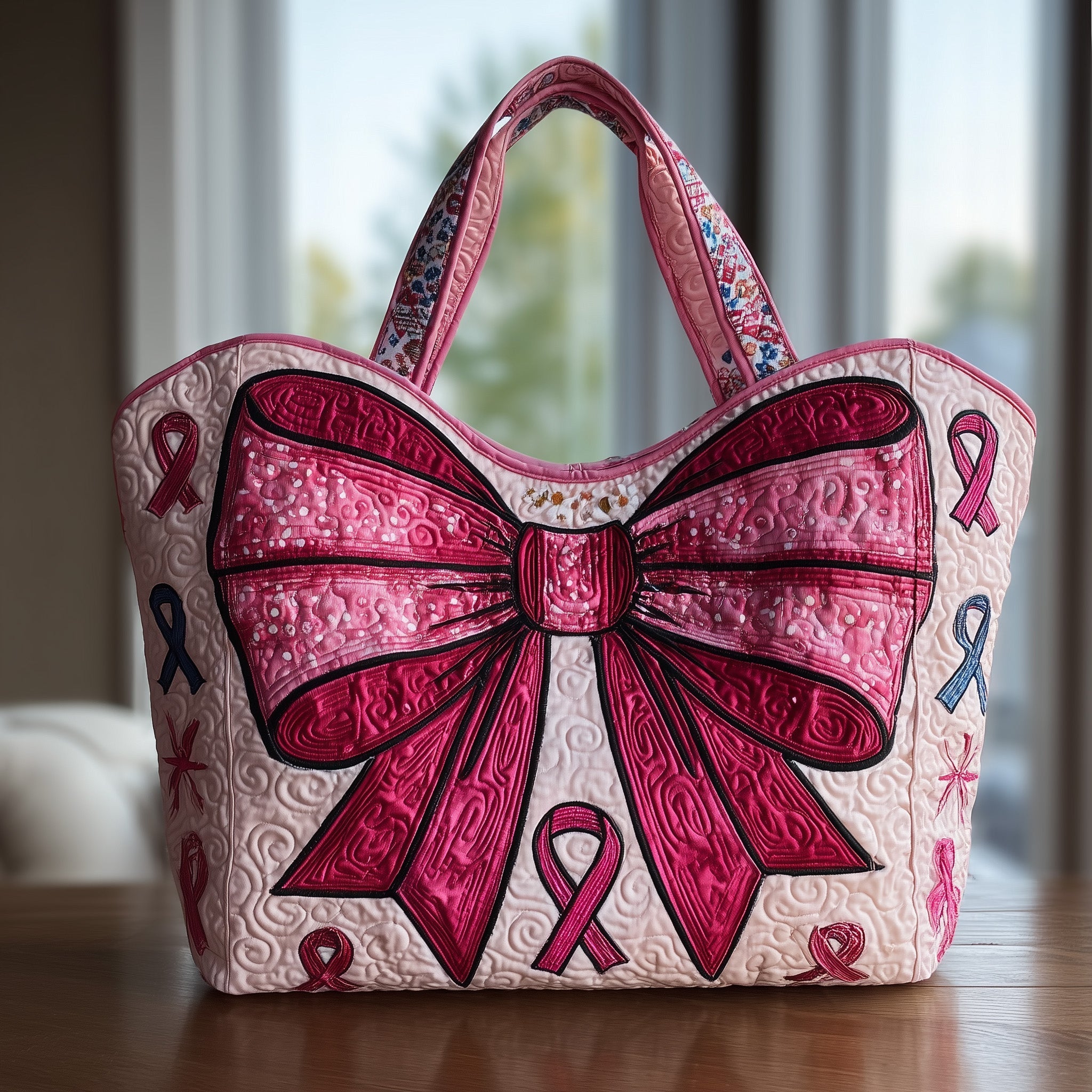 Pink Bow Quilted Tote Bag GFTOTL4259
