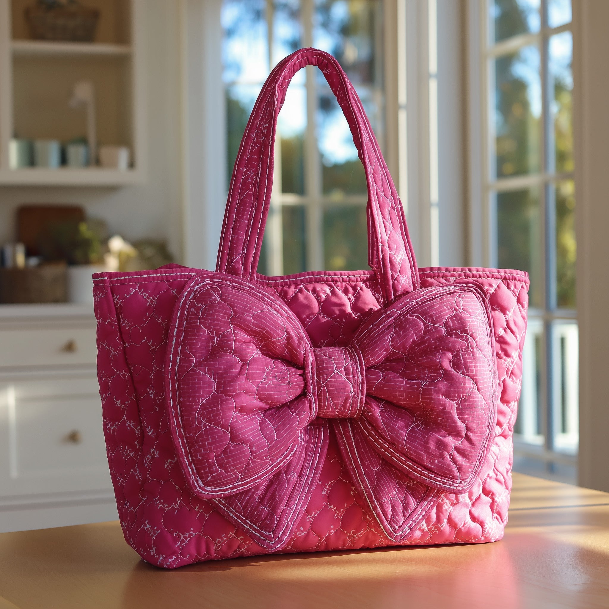 Pink Bow Quilted Tote Bag GFTOTL4261