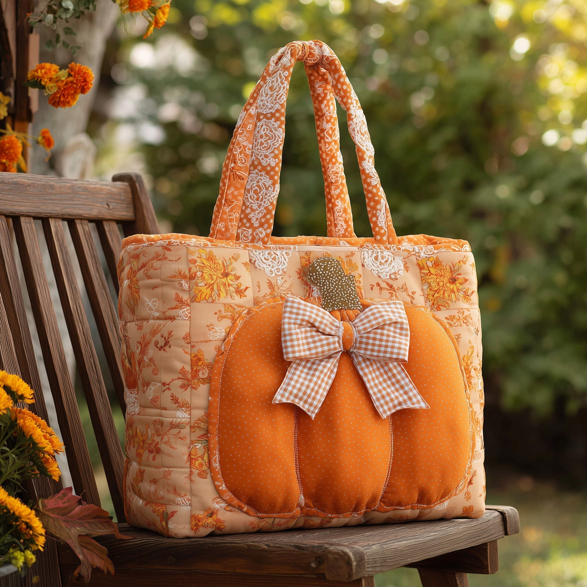 Lace Pumpkin Quilted Tote Bag GFTOTL4263