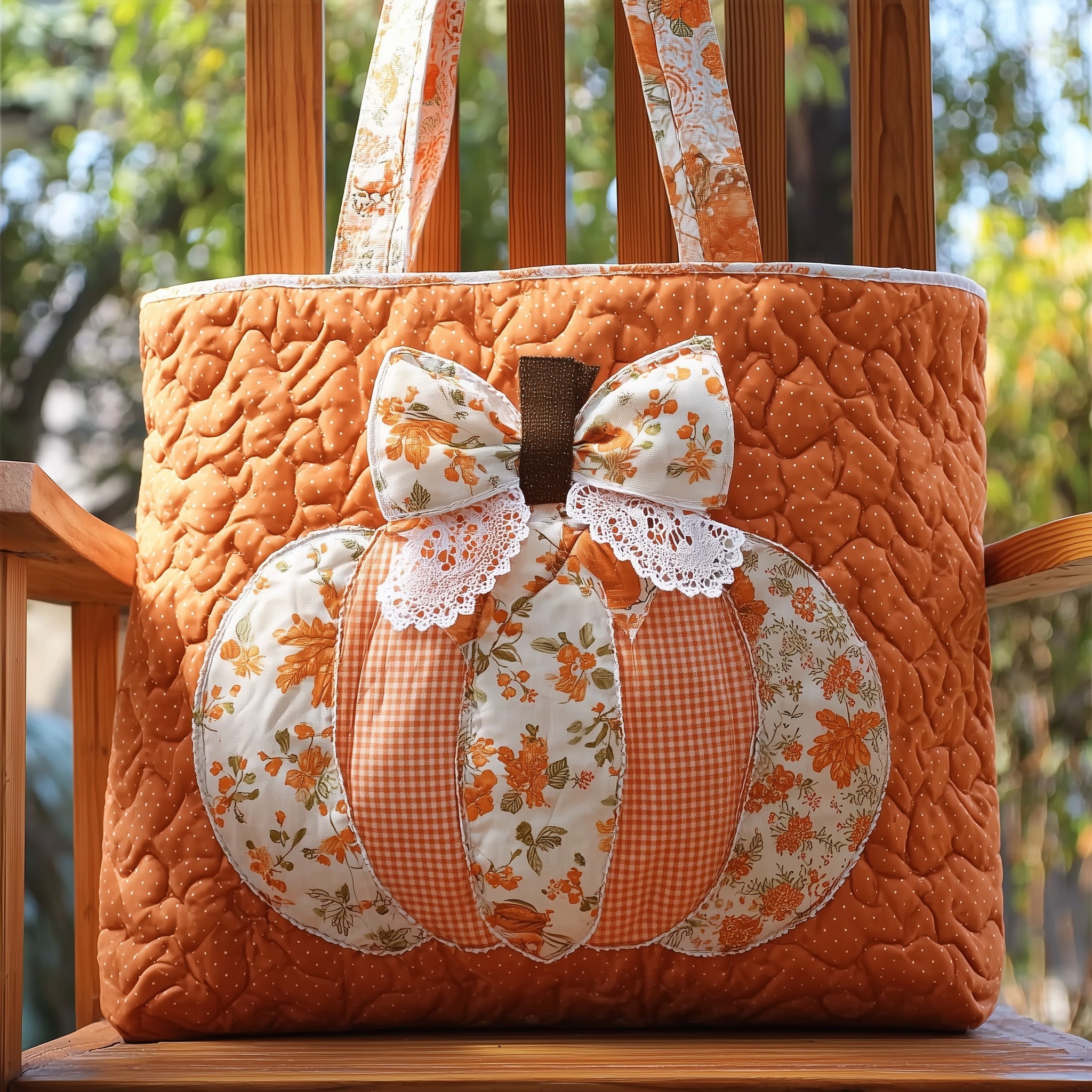 Lace Pumpkin Quilted Tote Bag GFTOTL4265