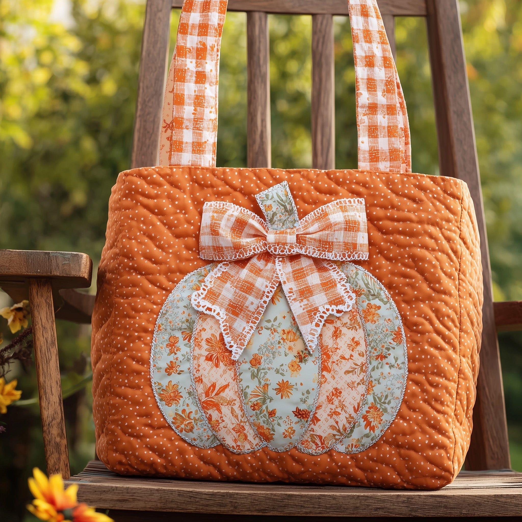 Lace Pumpkin Quilted Tote Bag GFTOTL4268
