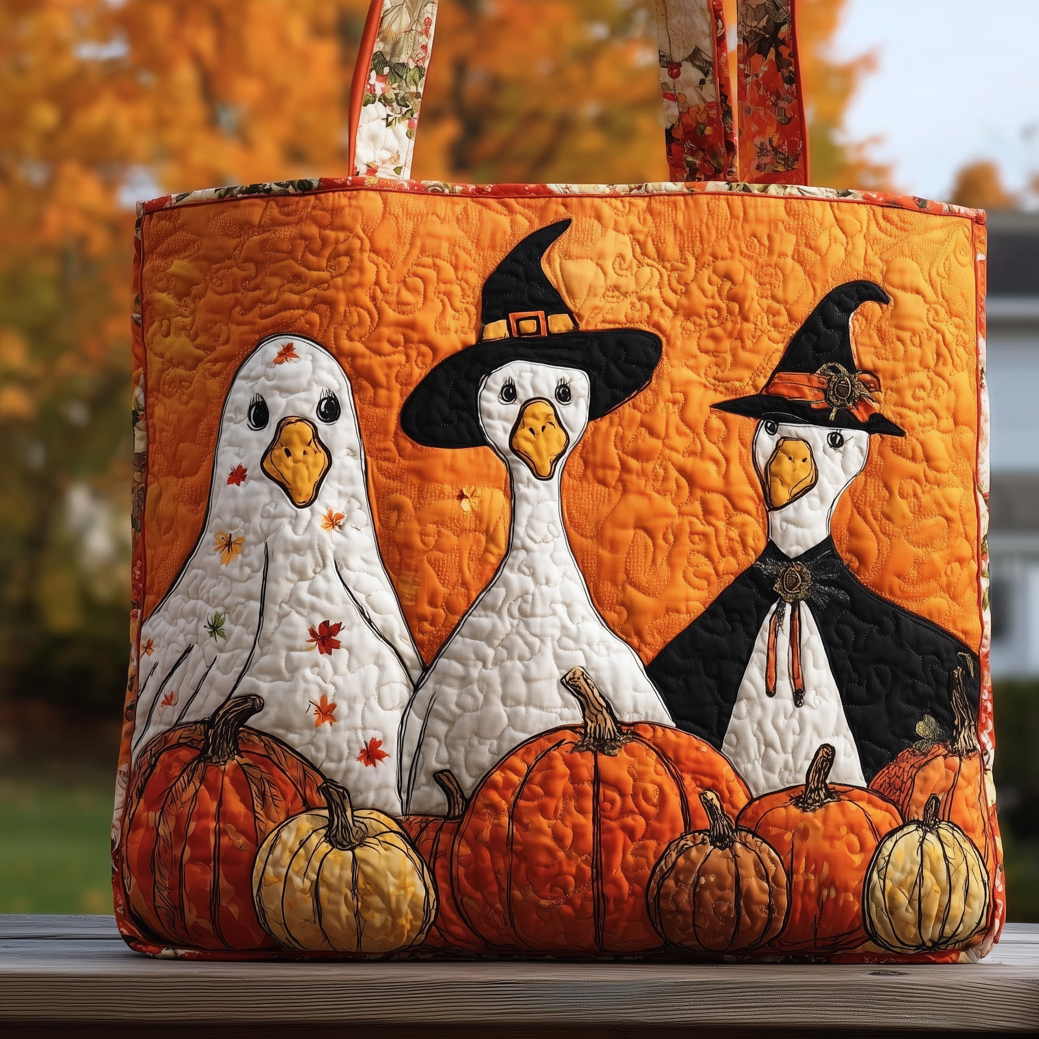 Boo Ghost Goose Quilted Tote Bag GFTOTL4366