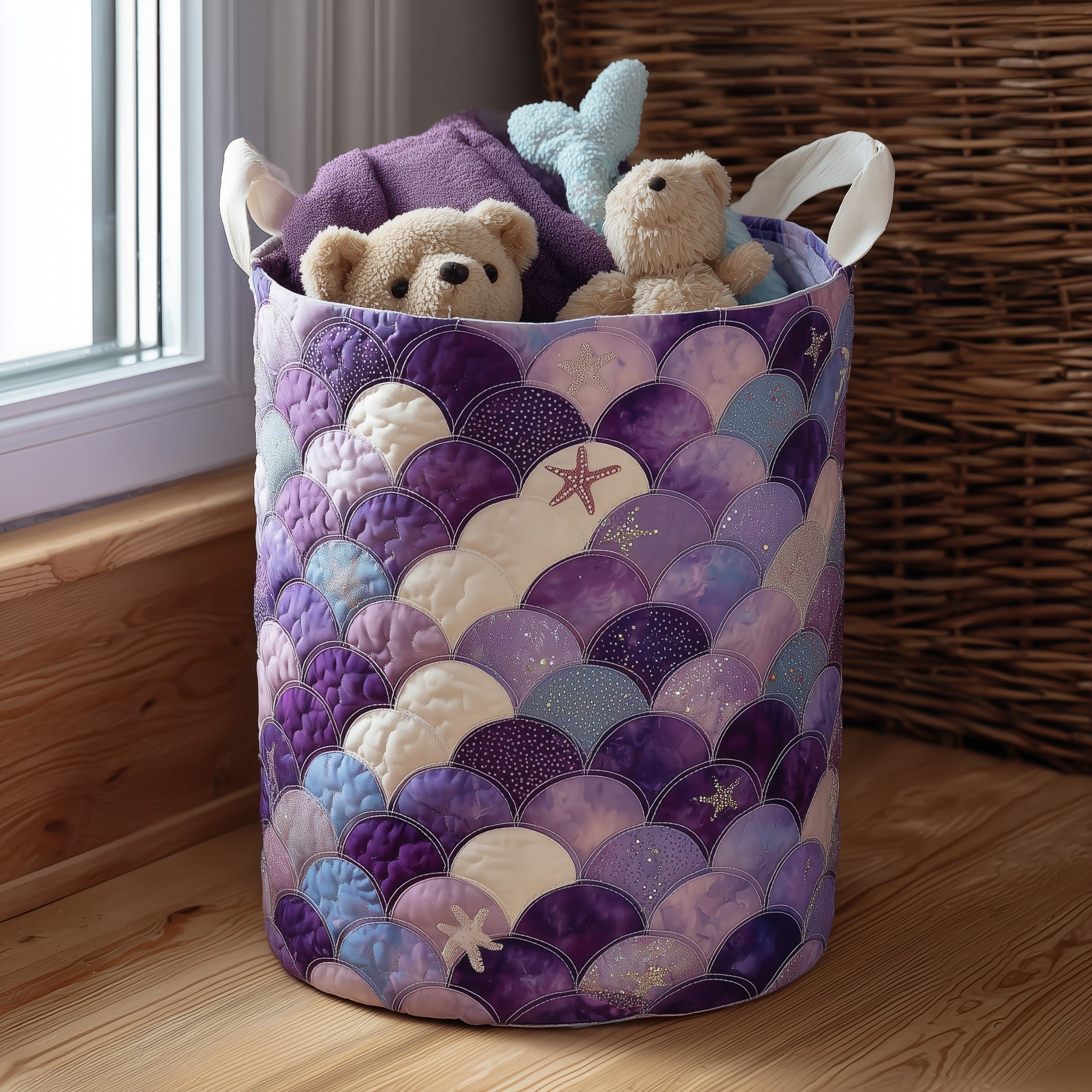 Elegant Mermaid Quilted Laundry Basket GFTOTL4690