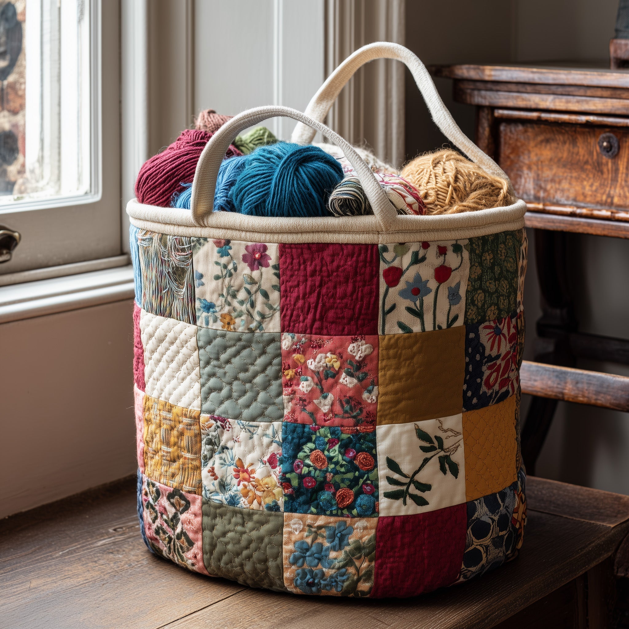Nostalgic Petals Quilted Laundry Basket GFTOTL4815