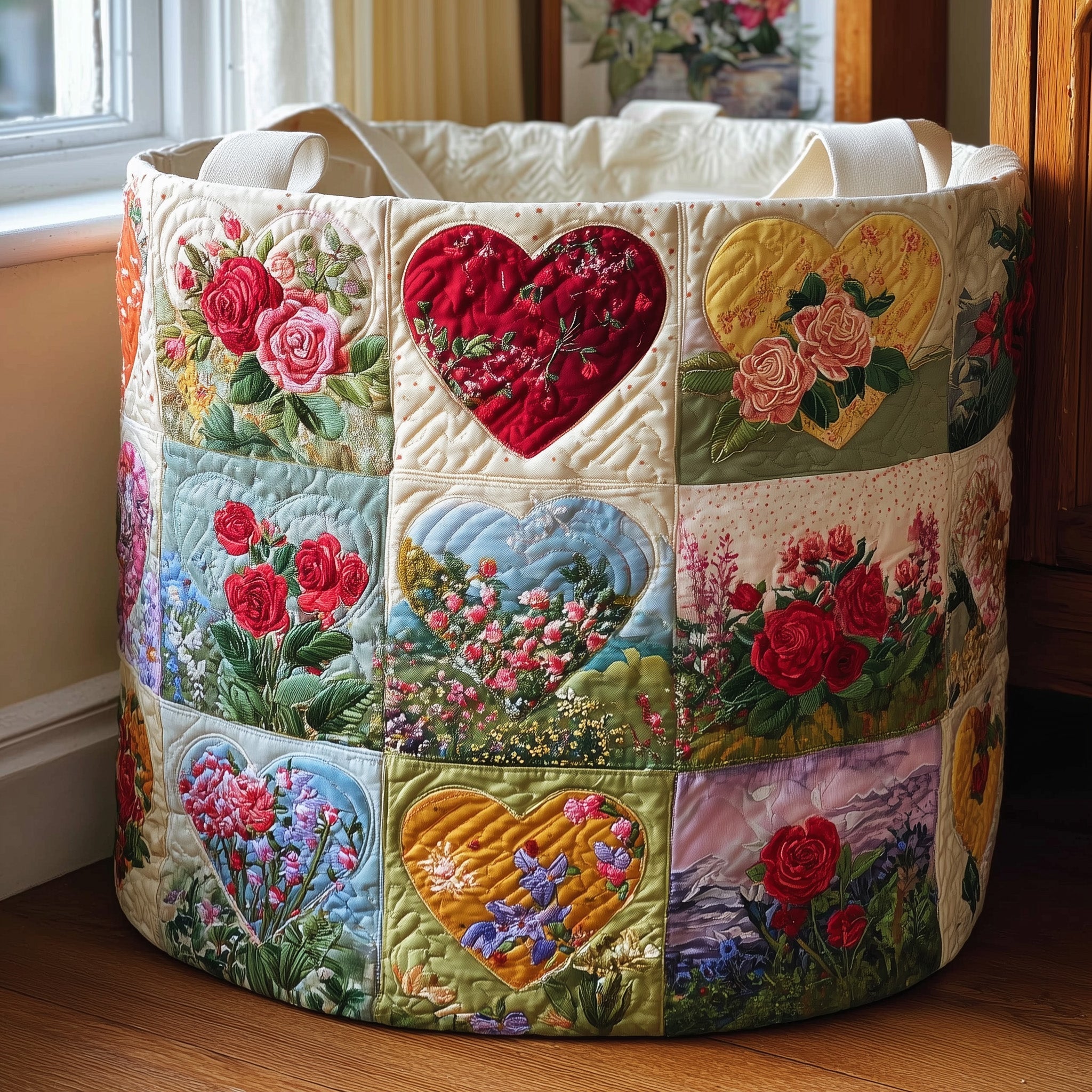 Nostalgic Petals Quilted Laundry Basket GFTOTL4816
