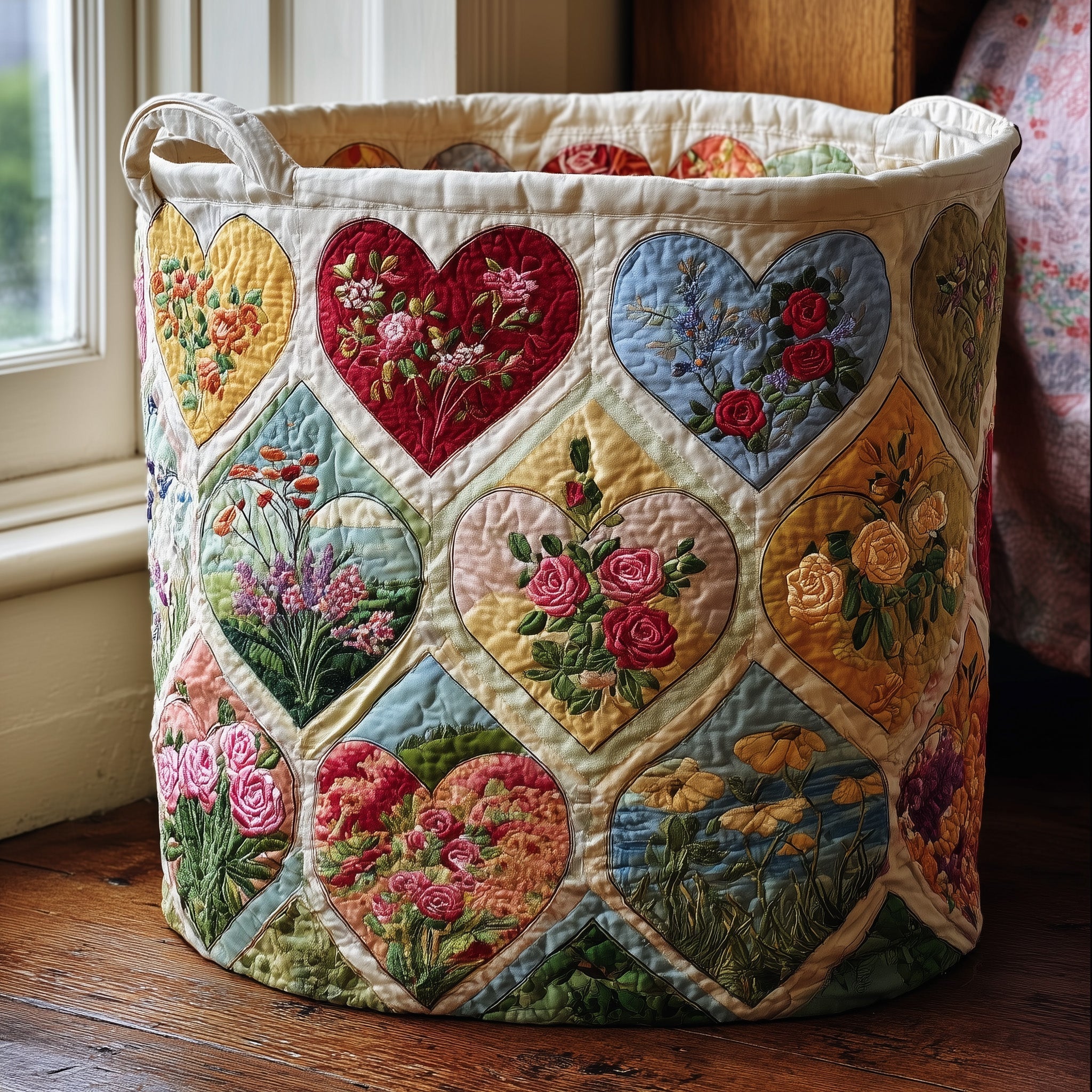 Nostalgic Petals Quilted Laundry Basket GFTOTL4817