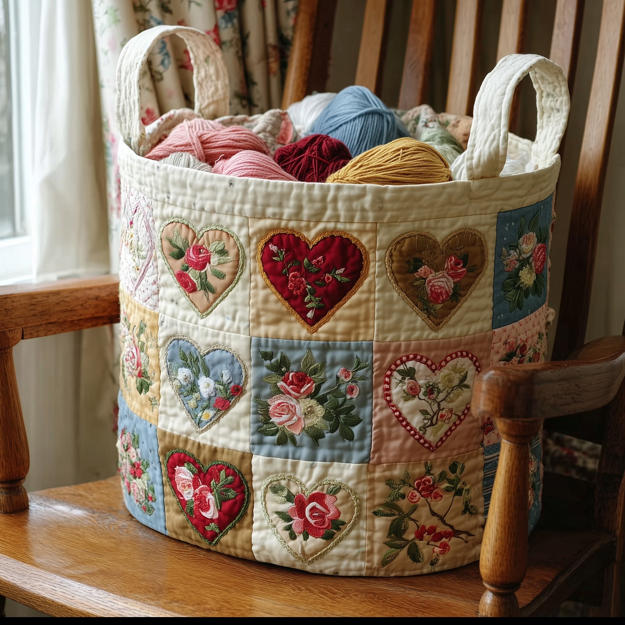 Nostalgic Petals Quilted Laundry Basket GFTOTL4819