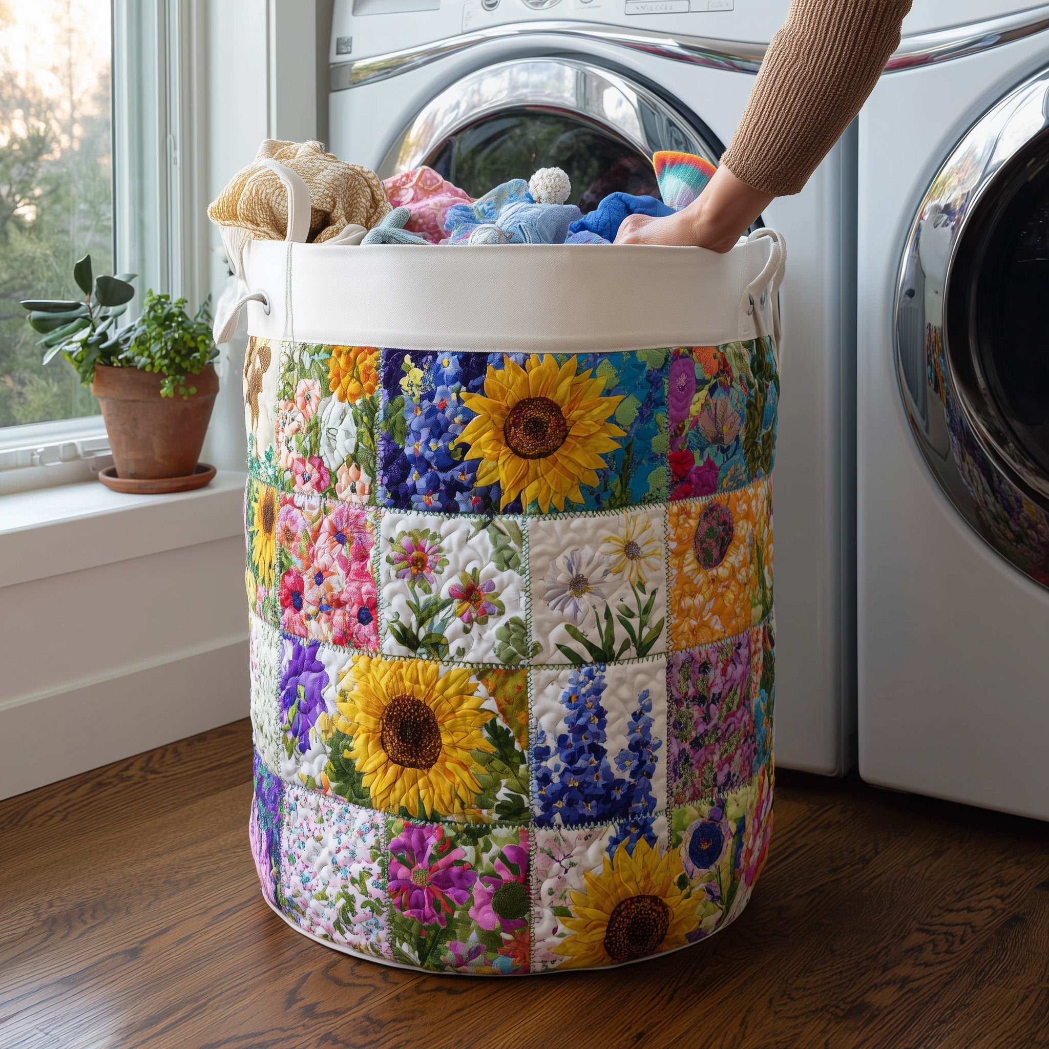Blooming Heritage Quilted Laundry Basket GFTOTL4828