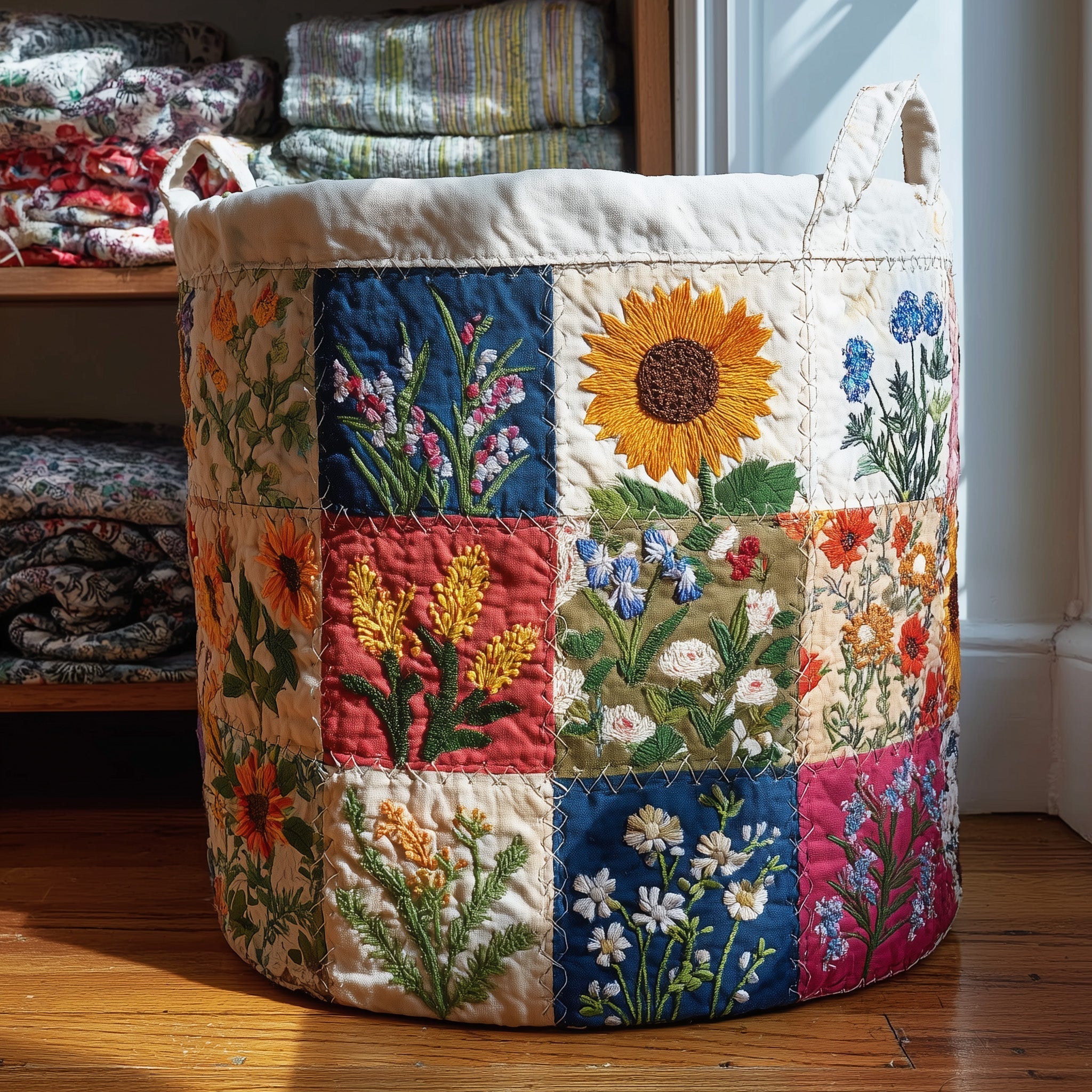 Blooming Heritage Quilted Laundry Basket GFTOTL4832