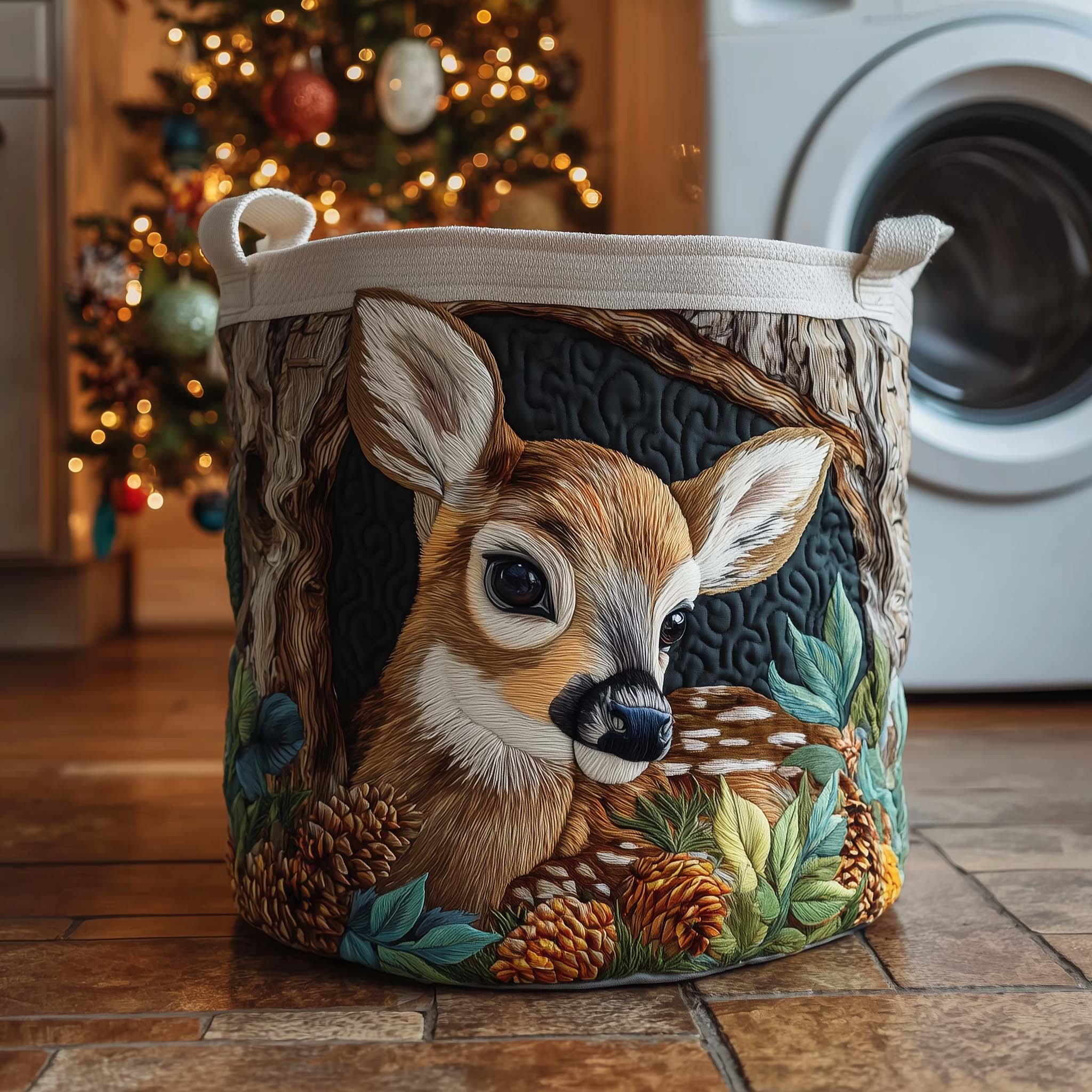 Deerwood Hideaway Quilted Laundry Basket GFTOTL5245
