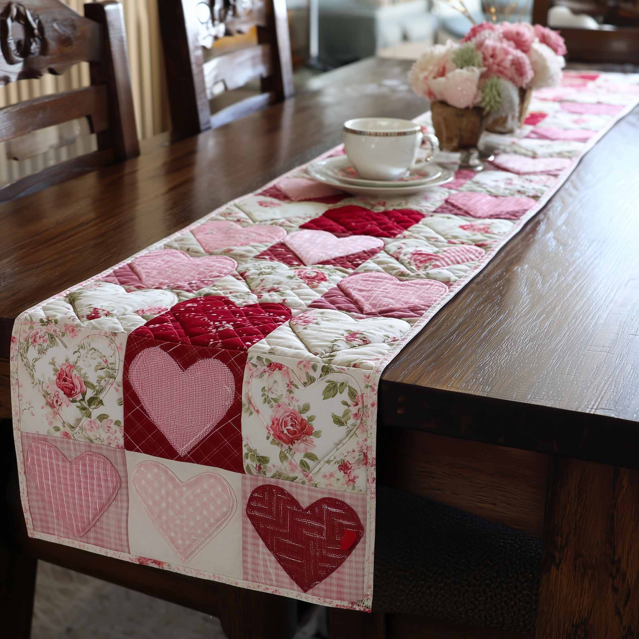 Bound Hearts Quilted Table Runner GFTOTL5320
