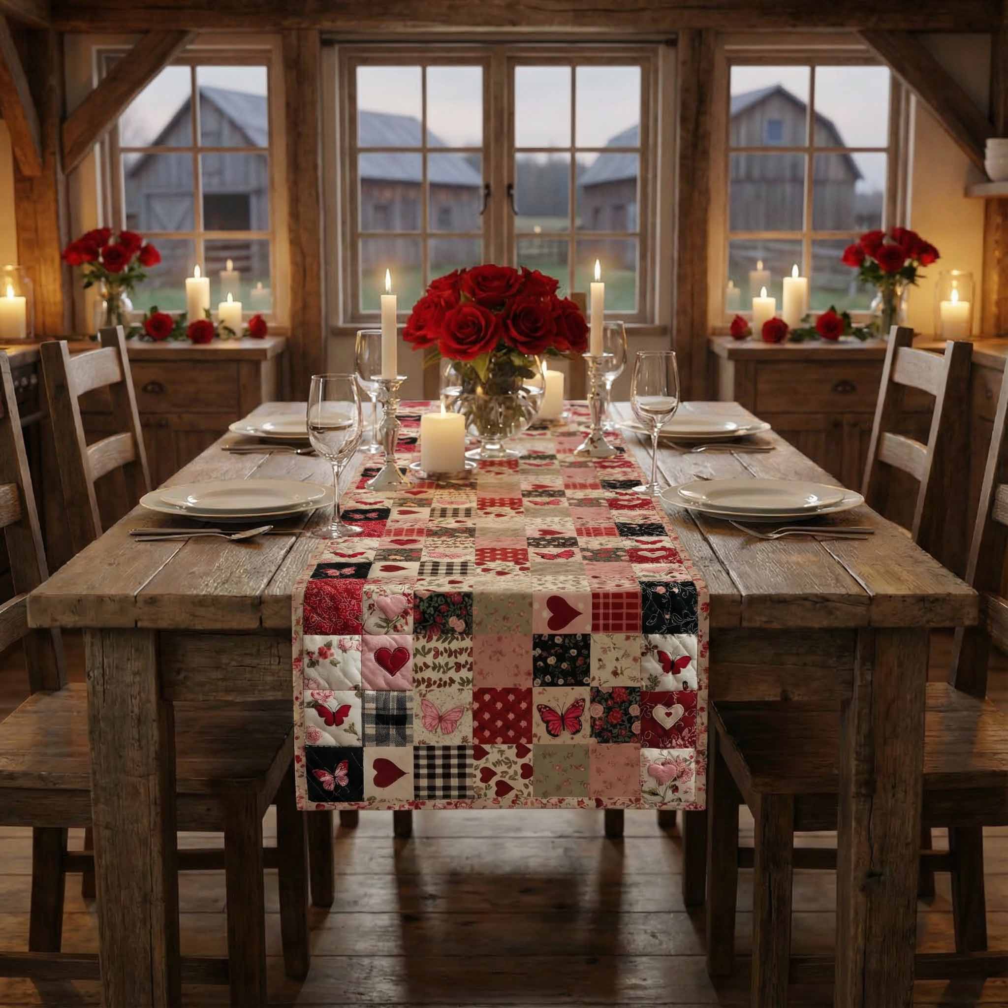 Bound Hearts Quilted Table Runner GFTOTL5324