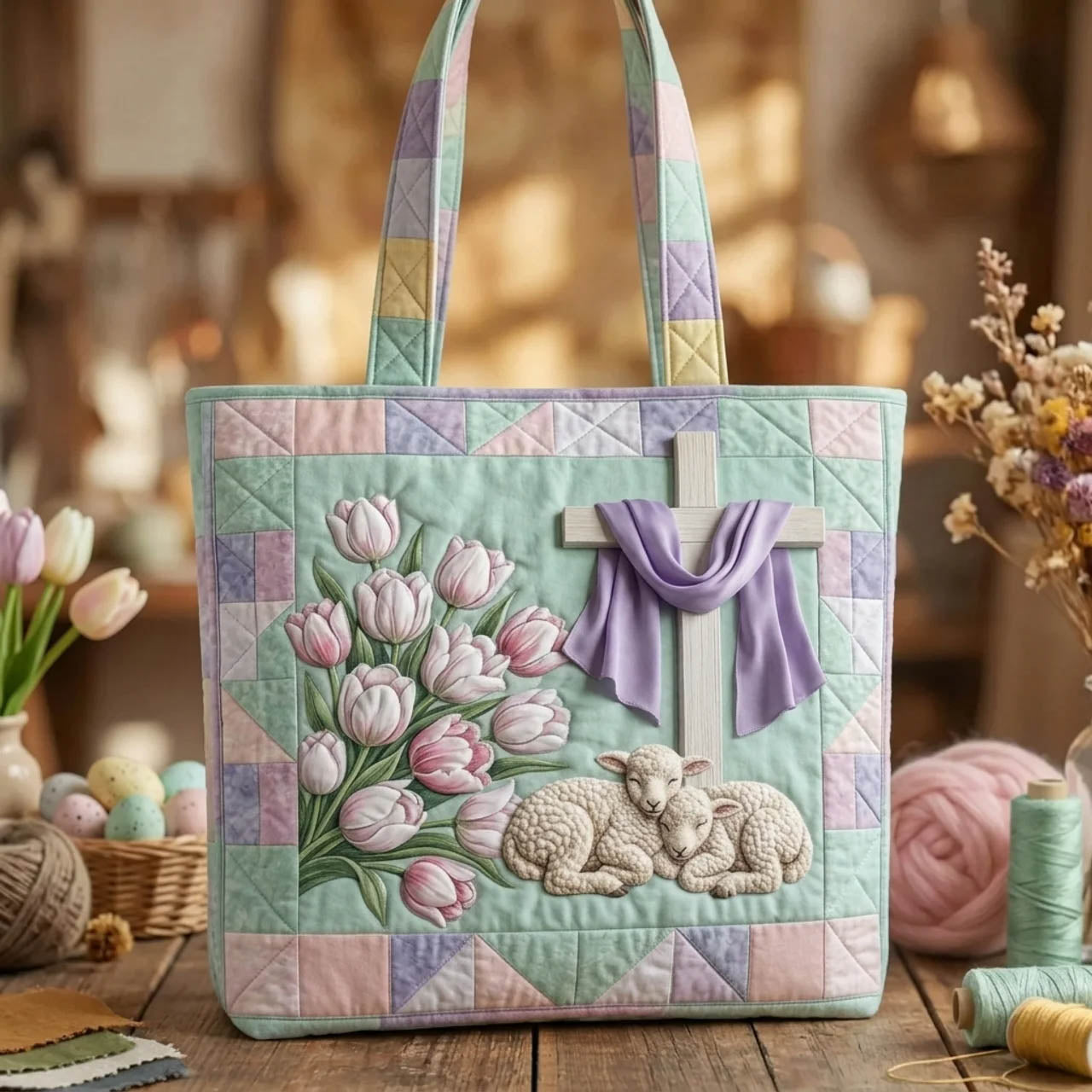 Lamb of Grace Quilted Tote Bag GFTOTL5421