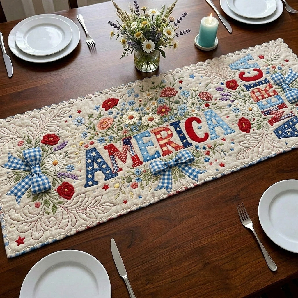 Stars Stripes and 250 Years Quilted Table Runner GFTOTL5442