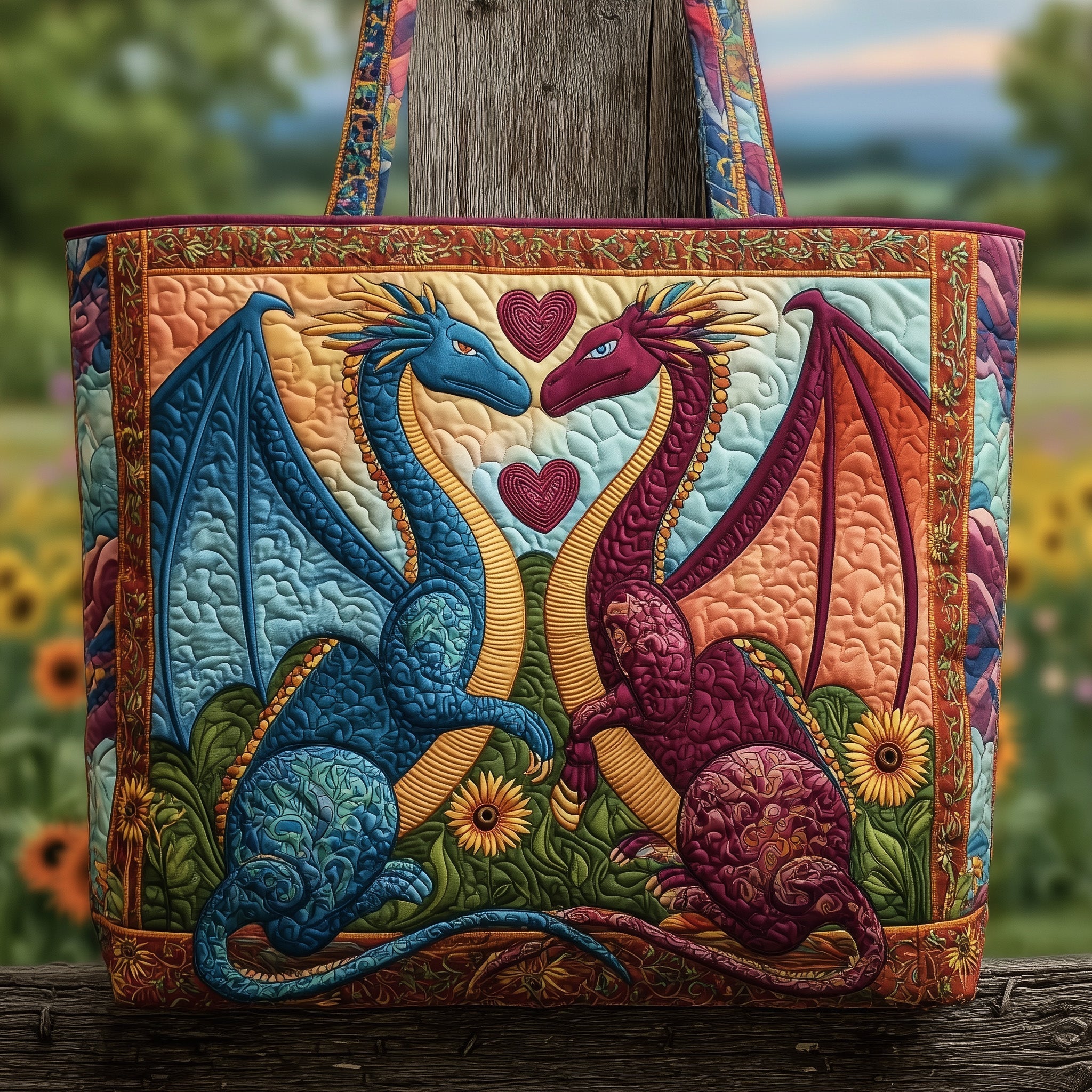 Dragon Embrace Quilted Tote Bag GFTOTP10013