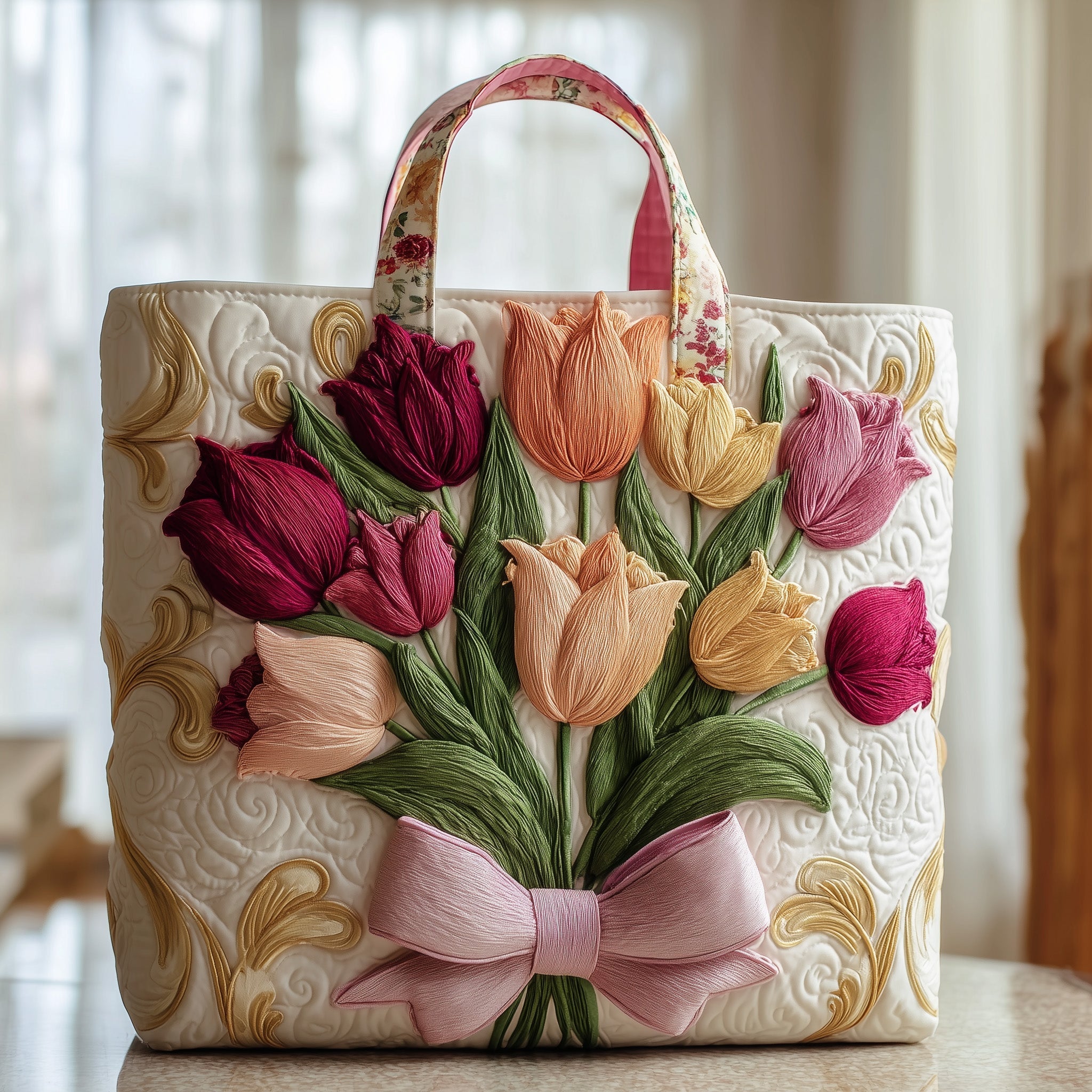Tulip Bloom Quilted Tote Bag GFTOTP10043
