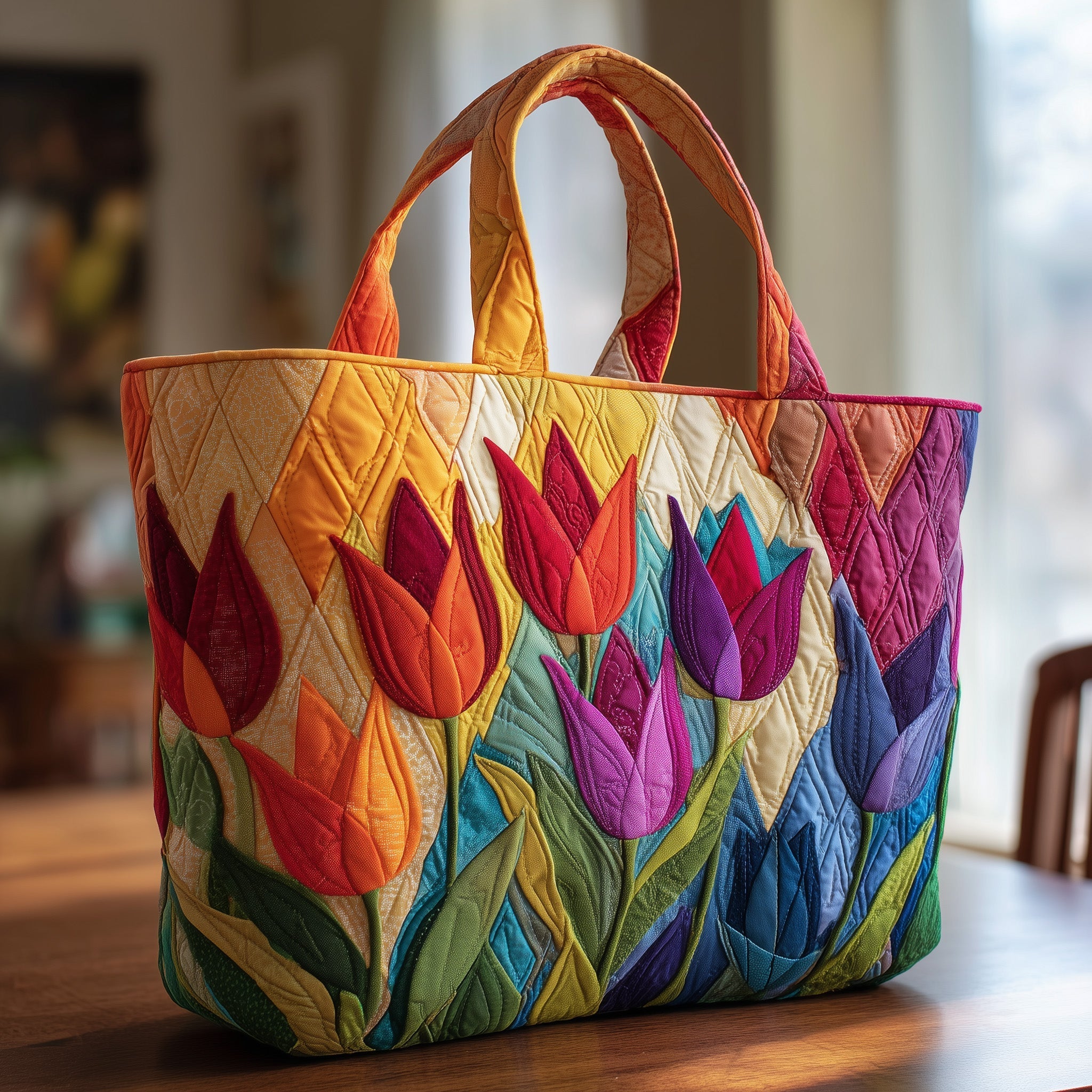 Tulip Bloom Quilted Tote Bag GFTOTP10044
