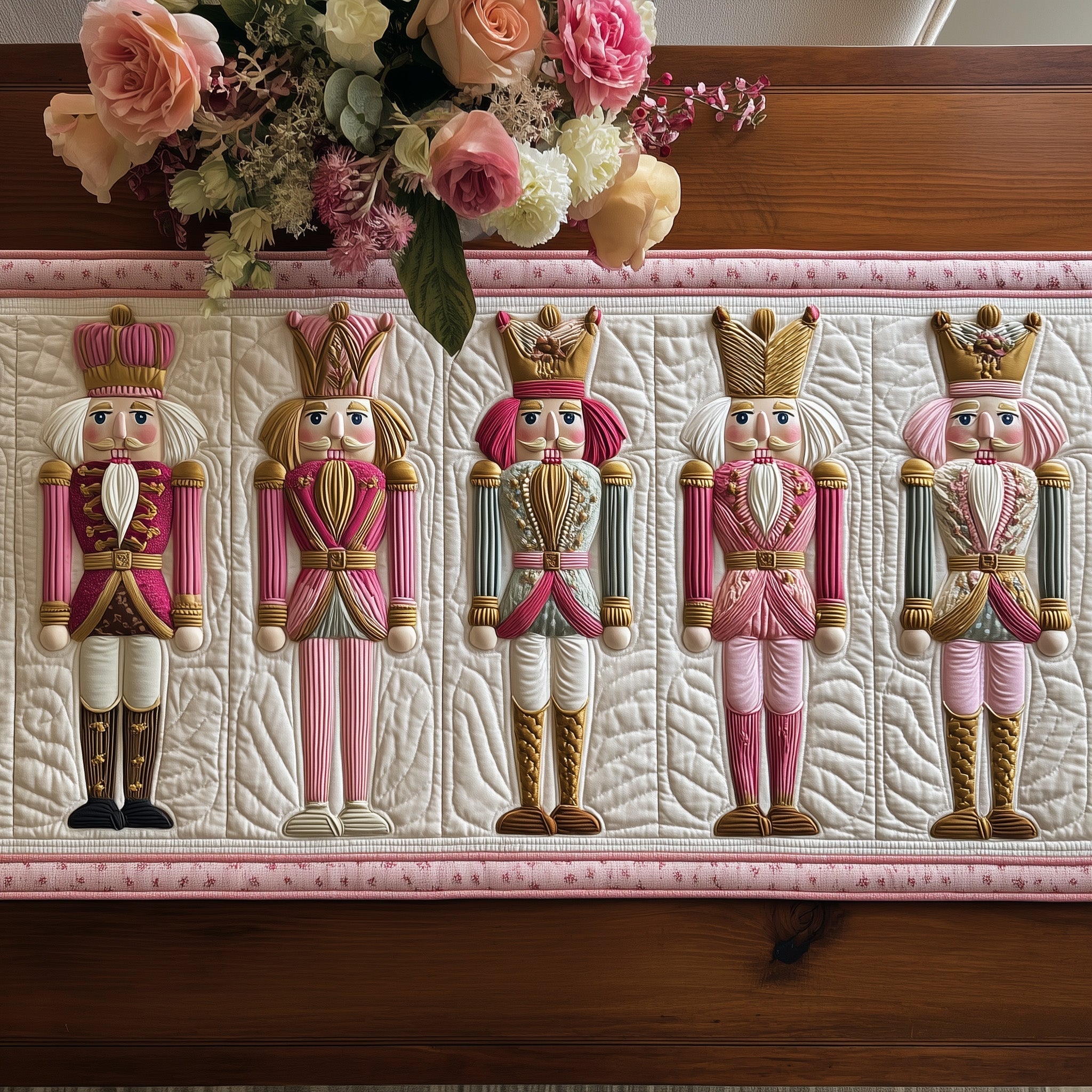 Pink Parade Nutcracker Quilted Table Runner GFTOTP10197