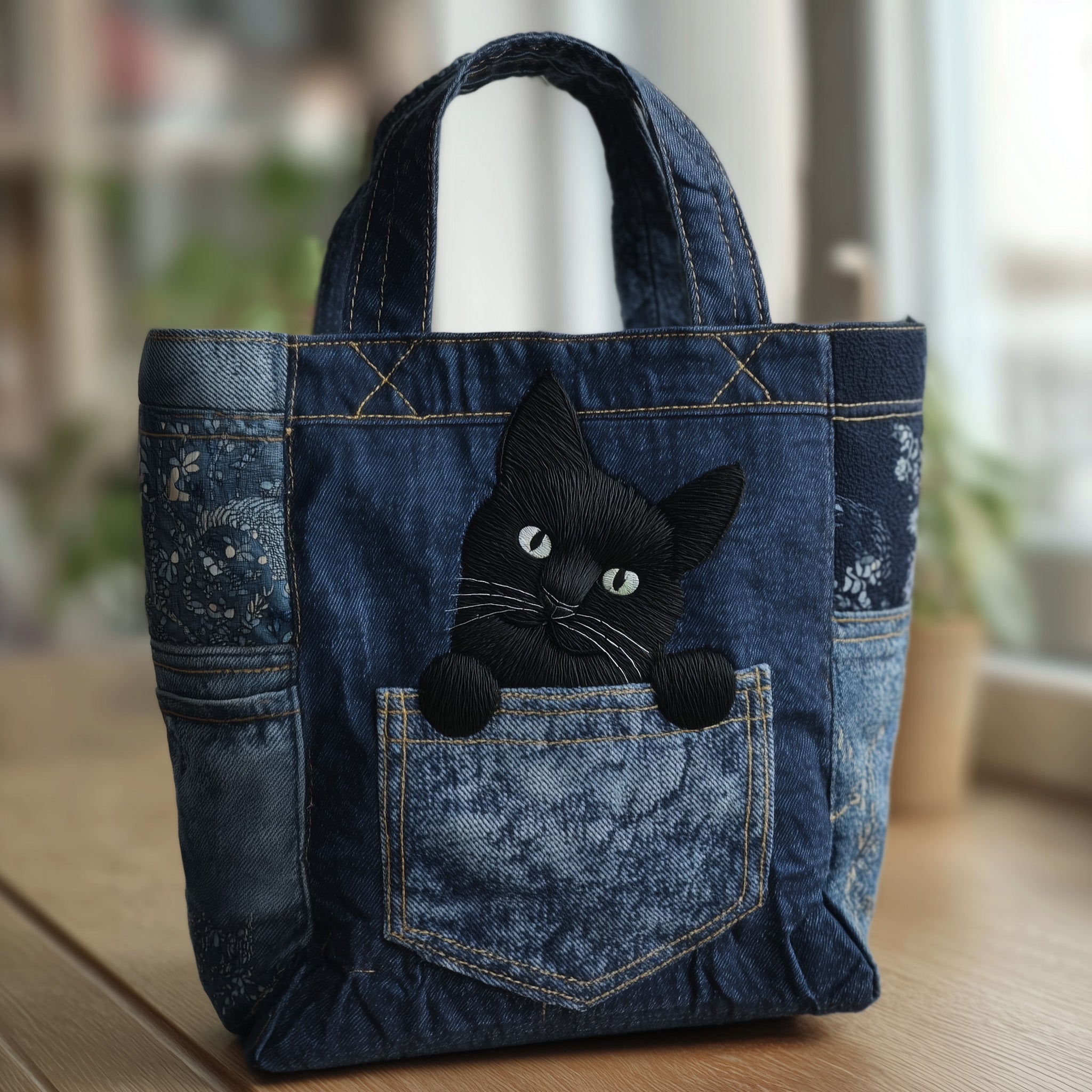Whimsical Cat Quilted Tote Bag GFTOTP10207