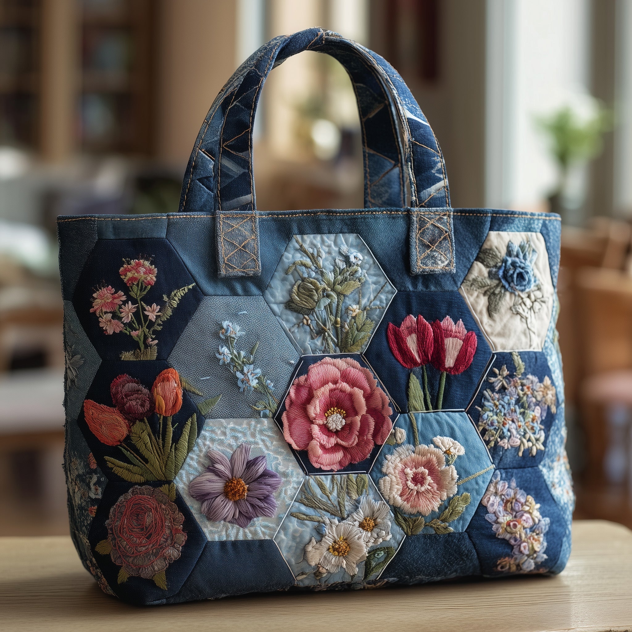 Floral Patches Quilted Tote Bag GFTOTP10214