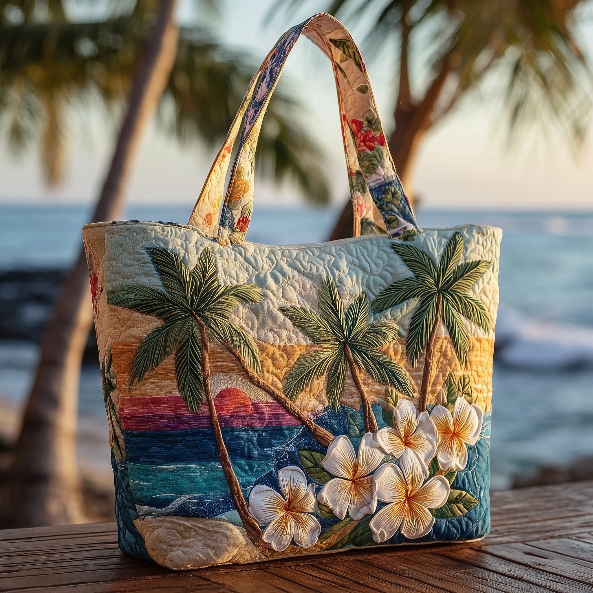 Tropical Beach Quilted Tote Bag GFTOTP10489