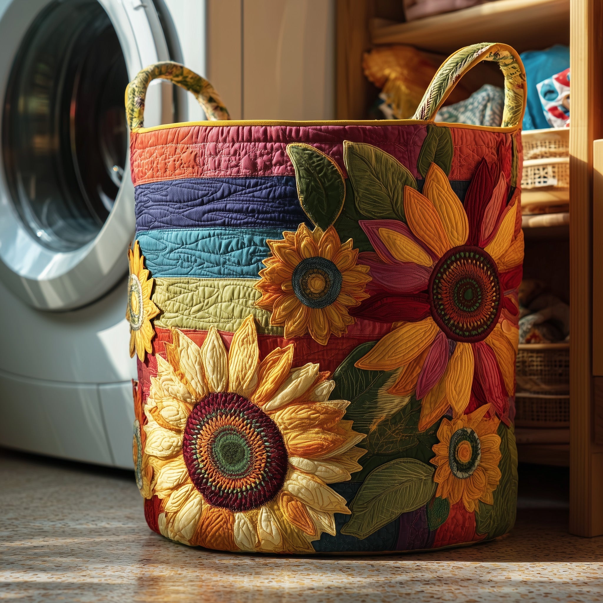 Sunflower Sunray Quilted Laundry Basket GFTOTP10990