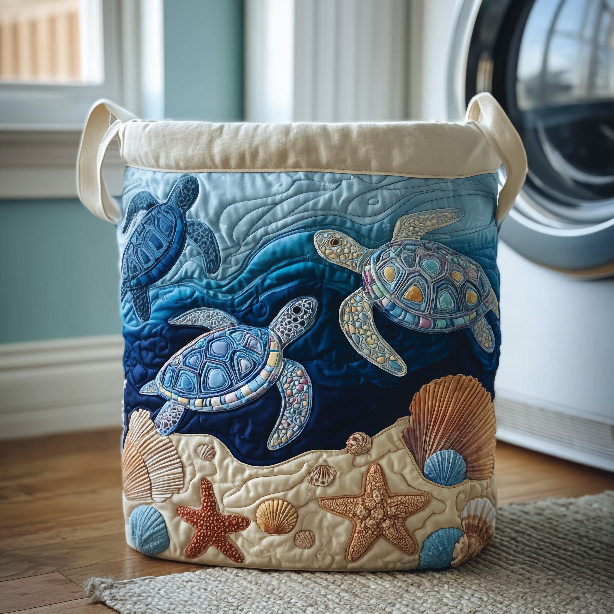 Turtle Drift Quilted Laundry Basket GFTOTP11049