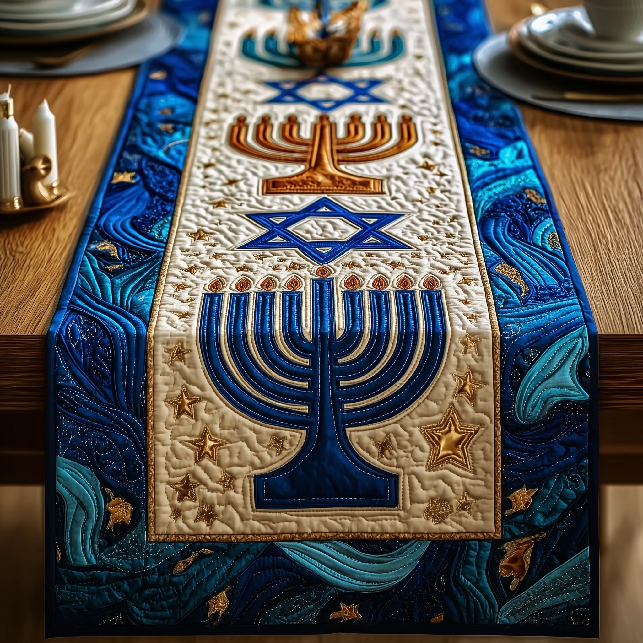 Hanukkah Stars Quilted Table Runner GFTOTP11161
