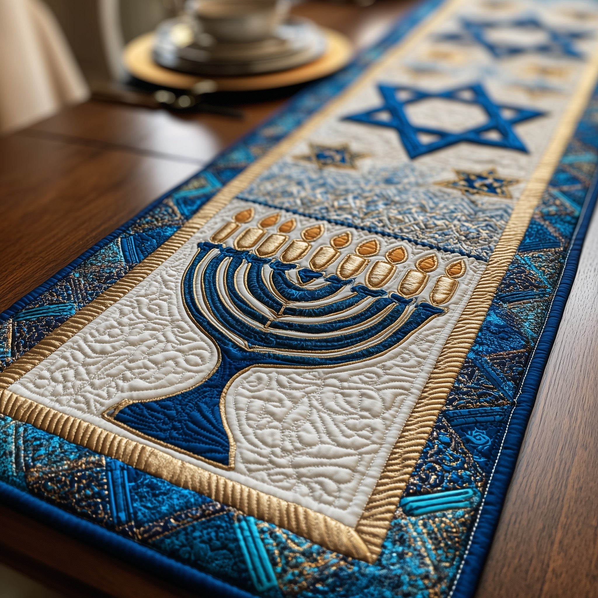 Hanukkah Stars Quilted Table Runner GFTOTP11164