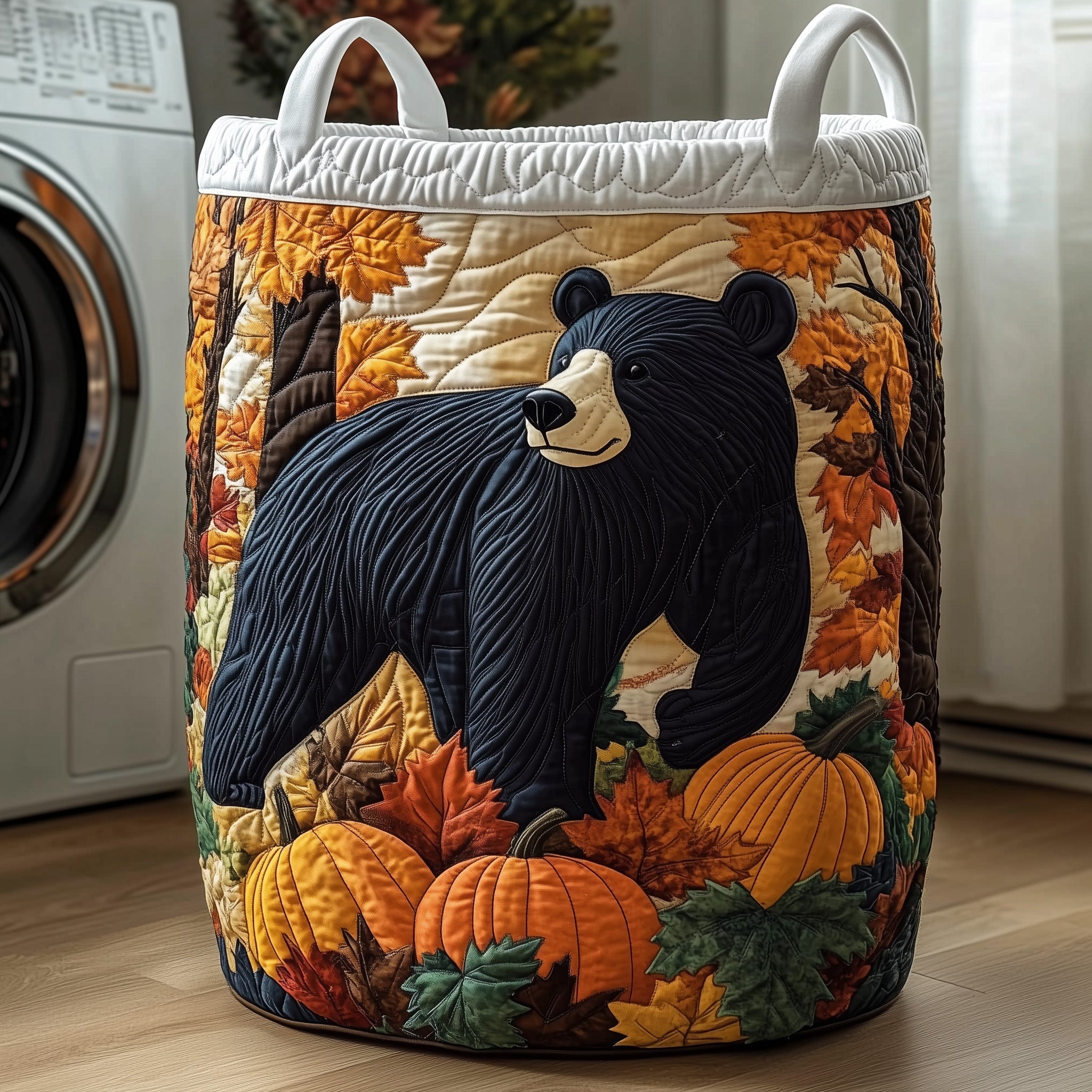 Autumn Bear Quilted Laundry Basket GFTOTP11791
