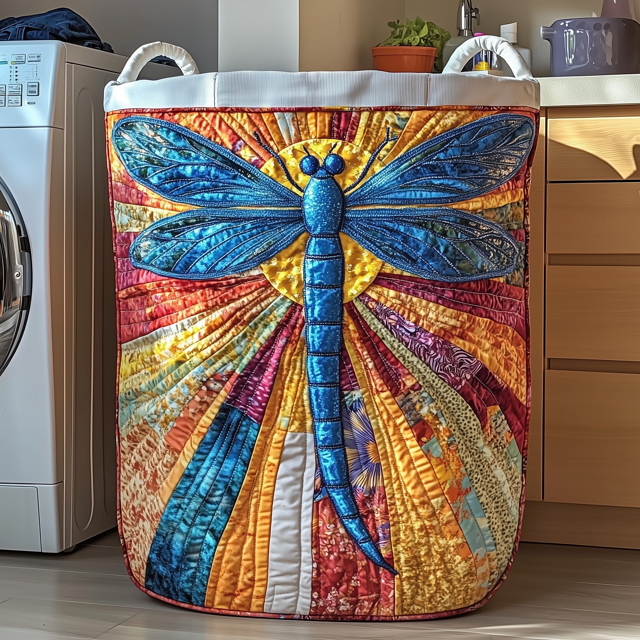 Dragonfly Charm Quilted Laundry Basket GFTOTP11884