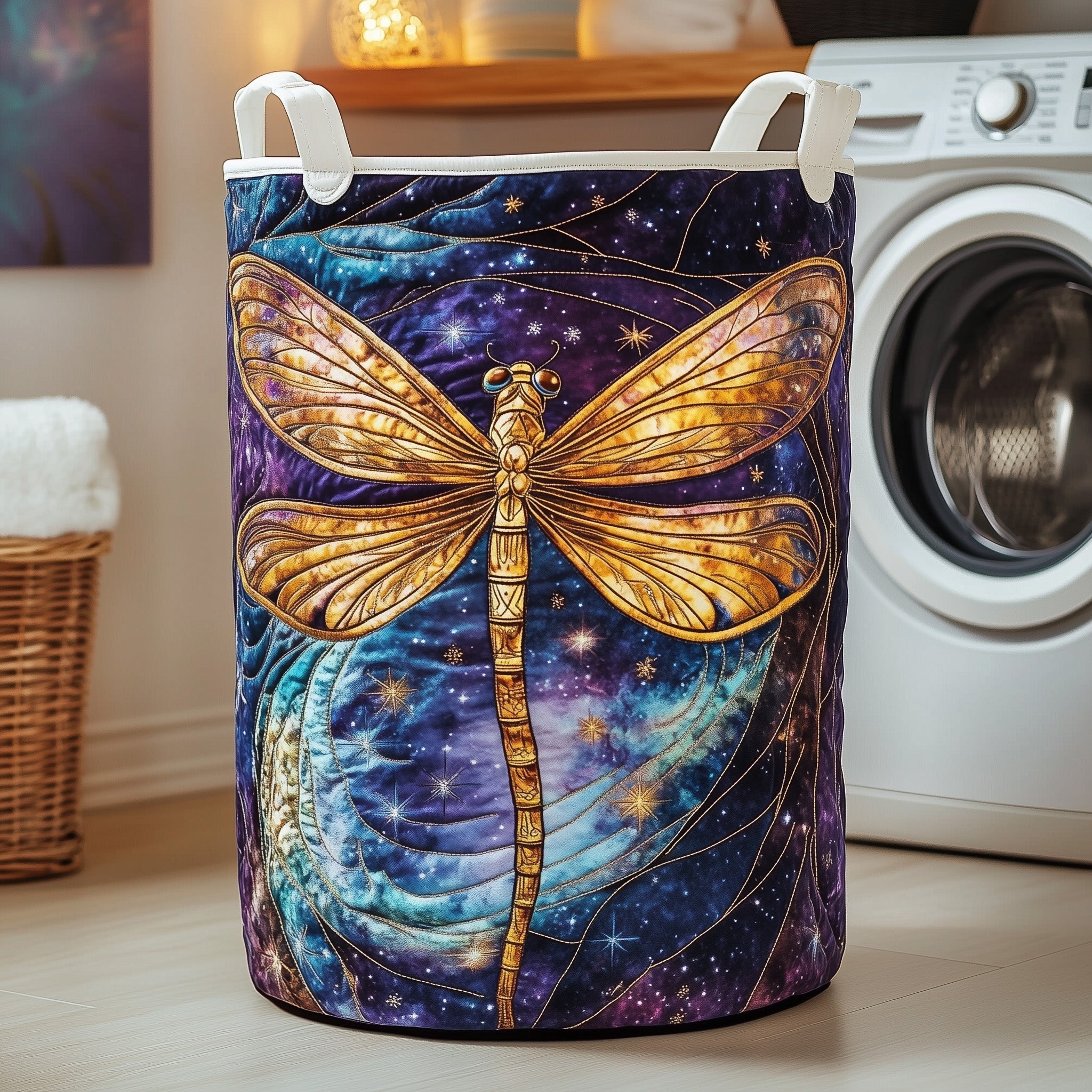 Dragonfly Charm Quilted Laundry Basket GFTOTP11894