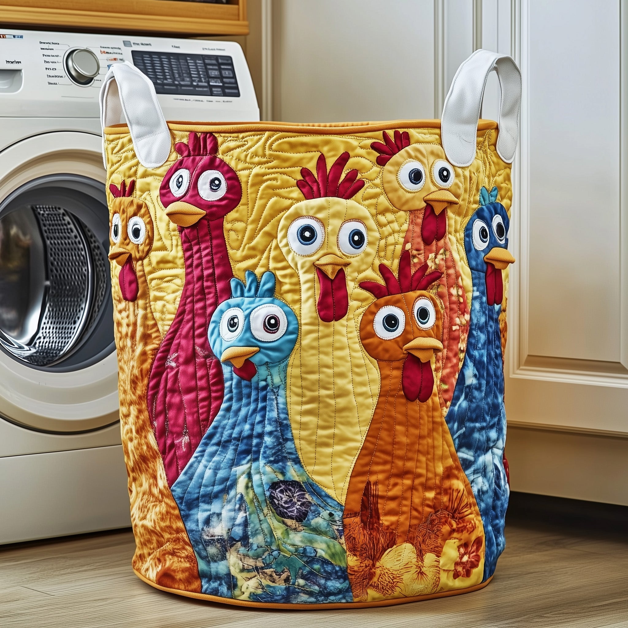 Funky Chicken Quilted Laundry Basket GFTOTP11912