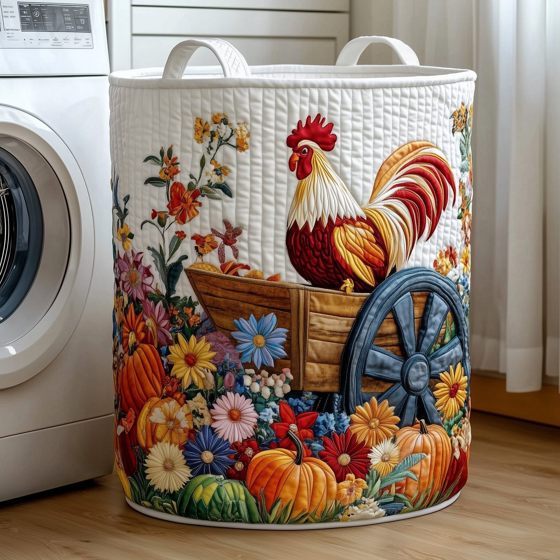 Barnyard Rooster QuiltedLaundry Basket GFTOTP11918