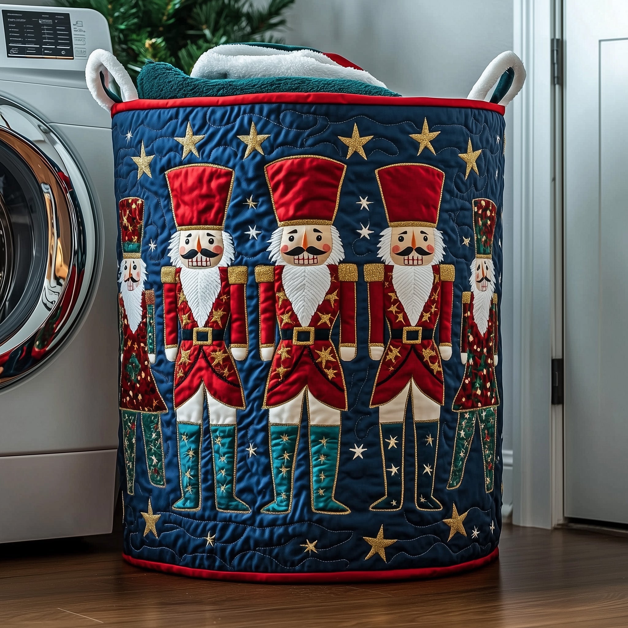 Festive Nutcracker Quilted Laundry Basket GFTOTP11985
