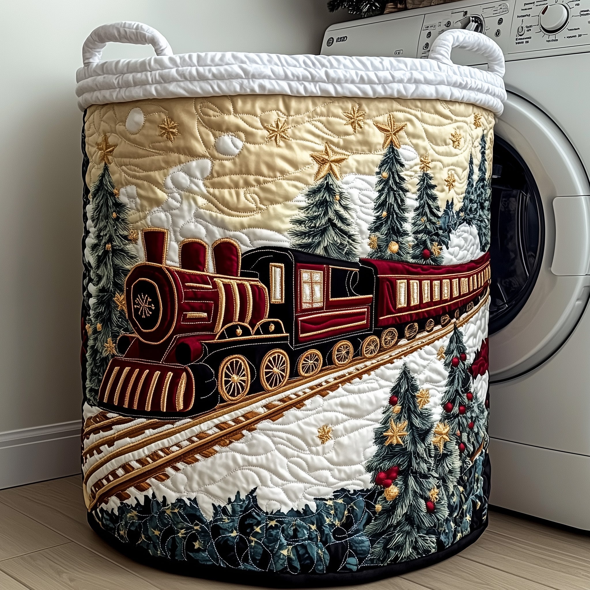 Holiday Express Quilted Laundry Basket GFTOTP11993