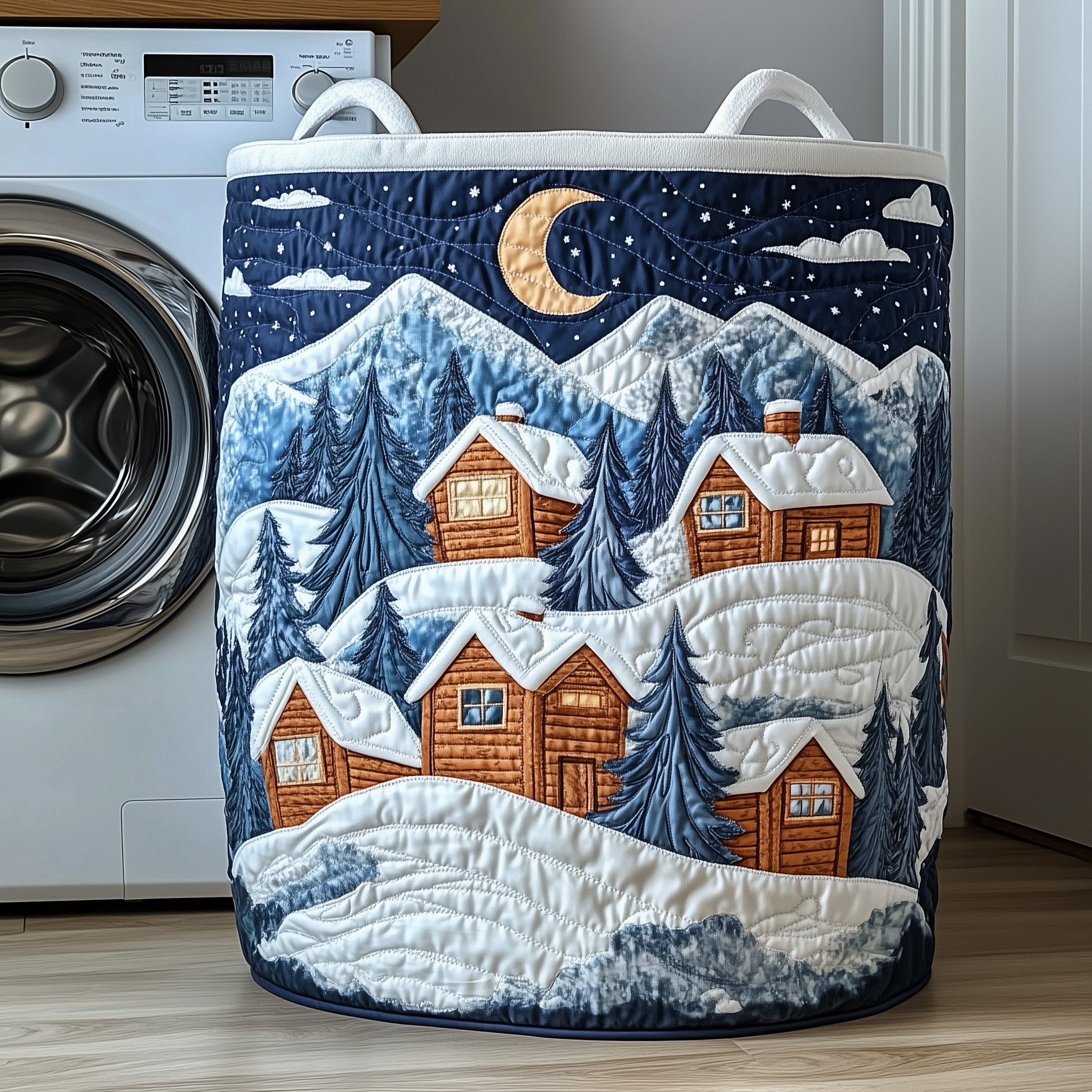Christmas Village Quilted Laundry Basket GFTOTP12003